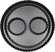 Yamteck 11 Inch 9 Inch Round Tart Pans 4 Inch Mini Tart Pans with Removable Bottom. Quiche Pan with Non-Stick Coating, Rugged Carbon Steel. Pie Pan for Cooking Party Holiday Baking Kitchen. Set of 4