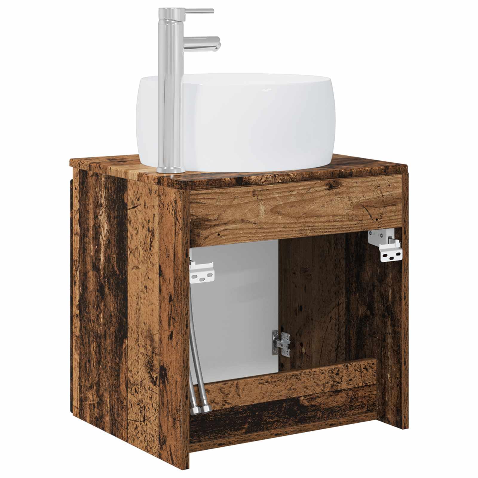 Lavabo con lavabo da parete, in legno anticato, 49,5 x 44,5 x 66