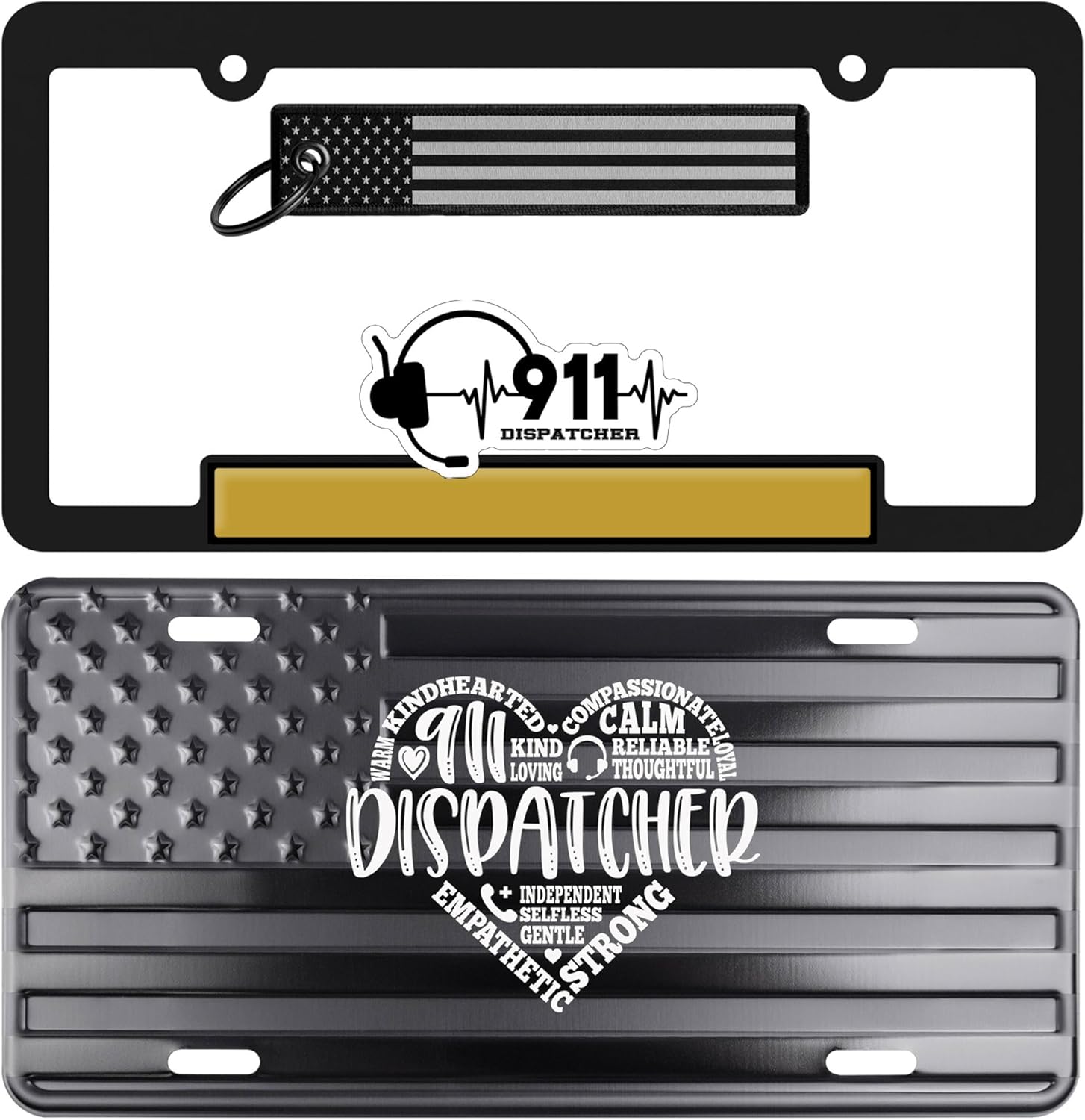 First Responder American Flag License Plate, Frame, and Key Tag Combo (Corrections Officer)