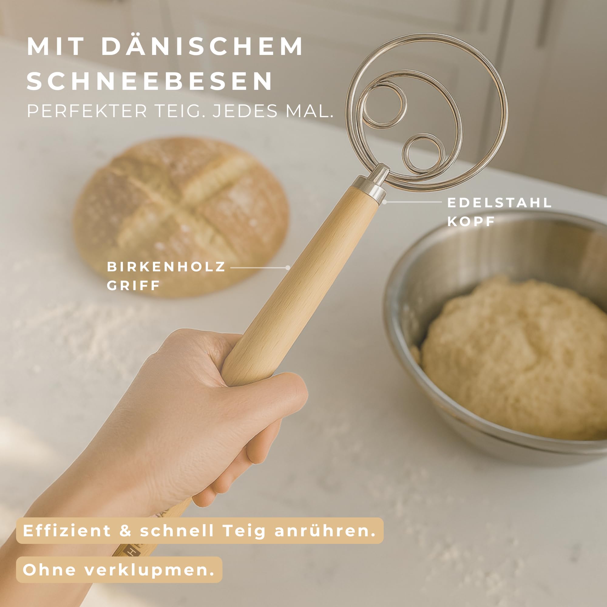 HAVENHAUS Brotbackset XXL | Sauerteig Starter Set mit umfassendem Brot backen Zubehör | inklusive 2x Rattan Gärkorb Brot rund & oval, Sauerteig Zubehör und Dänischer Schneebesen | Brotbackzubehör