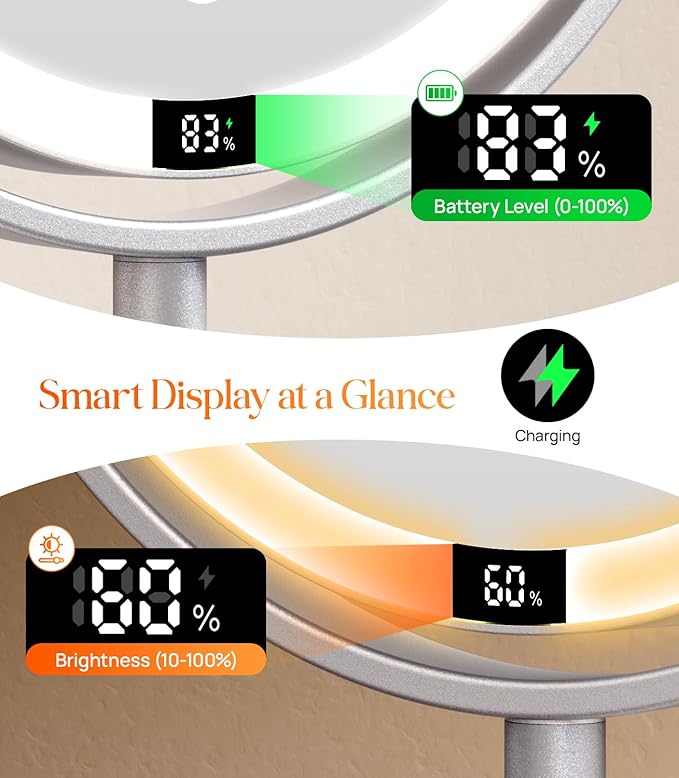 Espejo de Maquillaje Gospire con Luz y Aumento 20X, Altura Ajustable miniatura 6