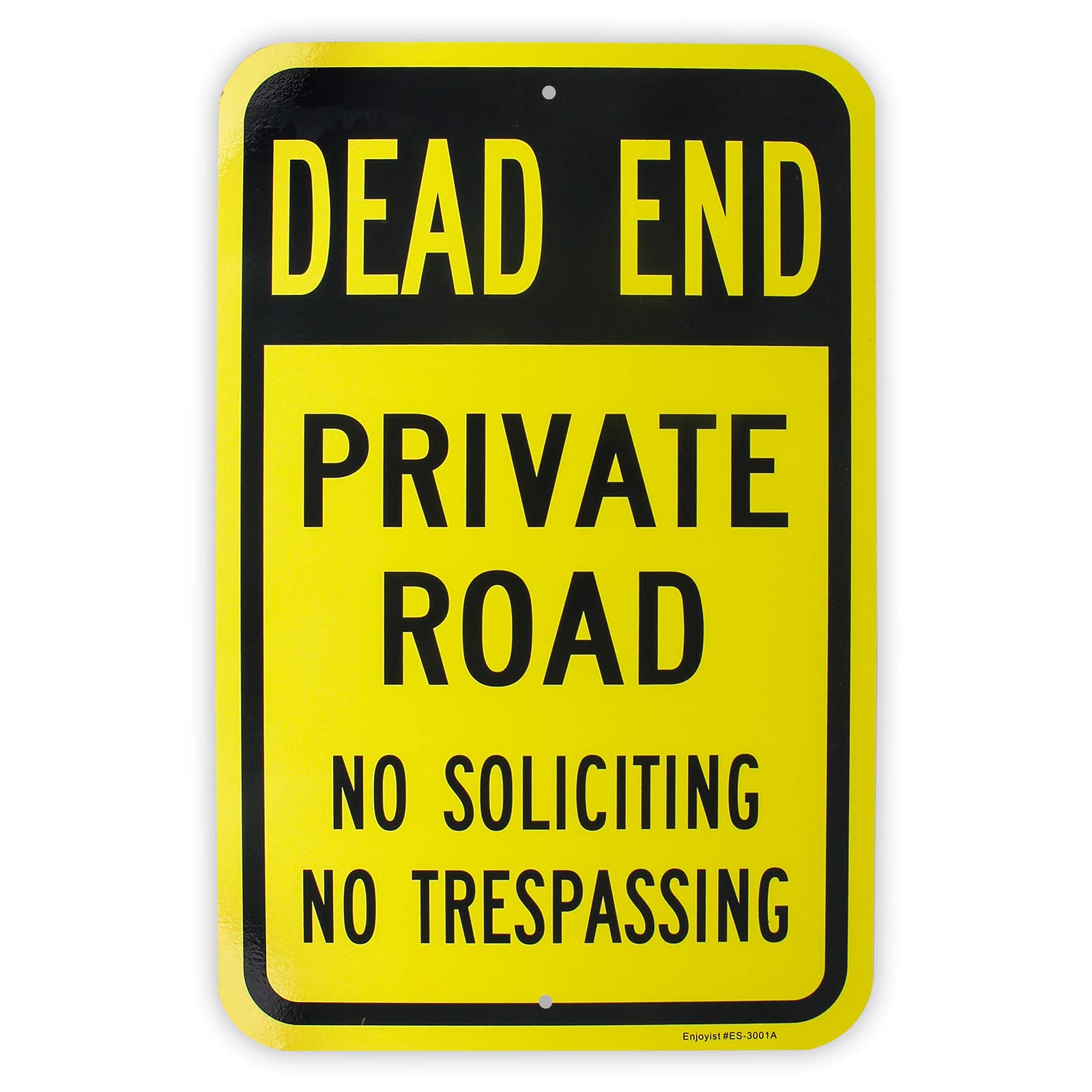 Large Dead End Private Road Sign, No Soliciting No Trespassing Sign, 18"x 12" .040 Aluminum Reflective Sign Rust Free Aluminum-UV Protected and Weatherproof