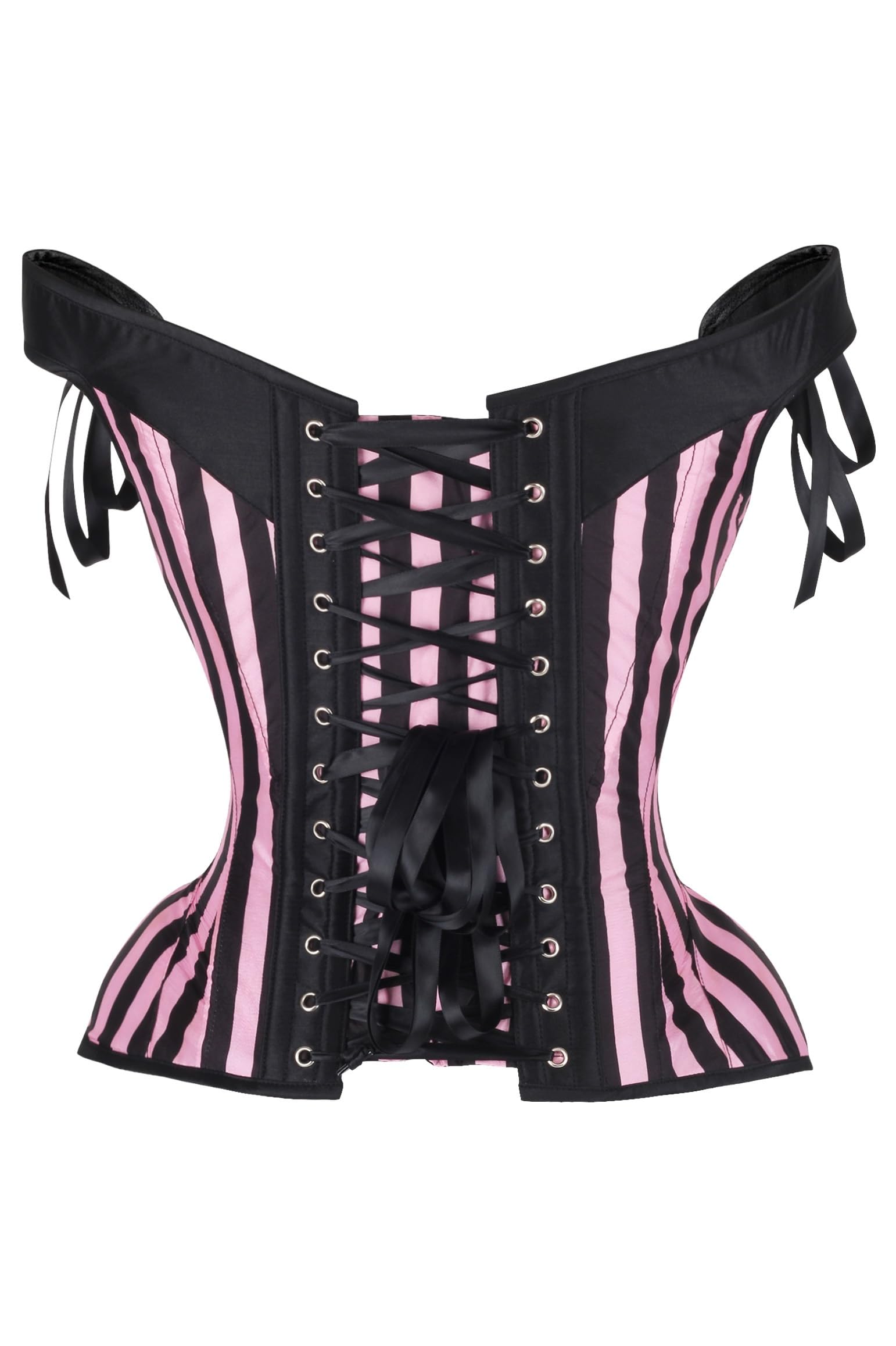 Daisy corsets Damen Top Drawer Pink/Black Striped Steel Boned Corset W/Straps Korsett (1er Pack)