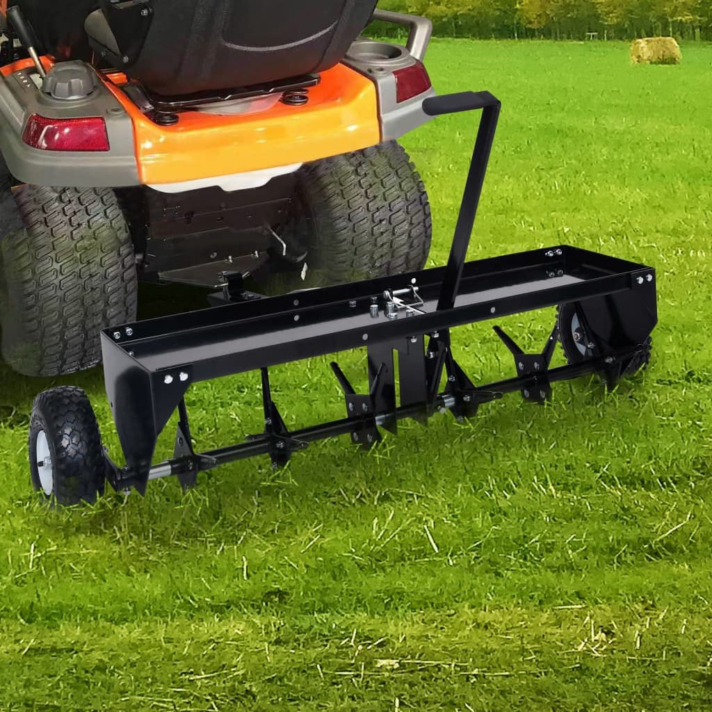 Mangloder - Escarificador para cortacésped de 102 cm de acero, 24 pasadores galvanizados, carcasa de 50 kg, acoplamiento universal para ATV y tractor de césped, cuidado del suelo para césped y prado
