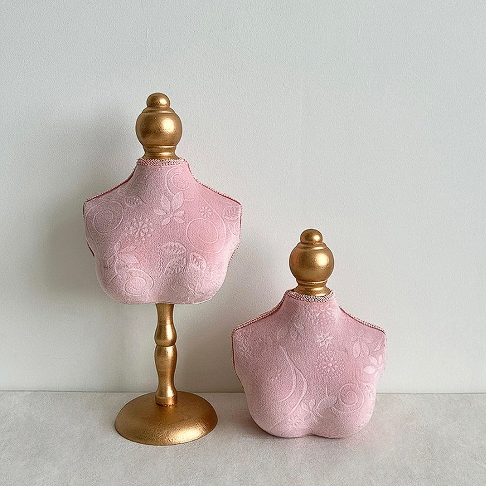 Espositore per gioielli, in velluto, manichino porta collane, design floreale, organizer per gioielli per casa o negozio, scaffale per ciondoli, 18 x 9,5 x 22 cm
