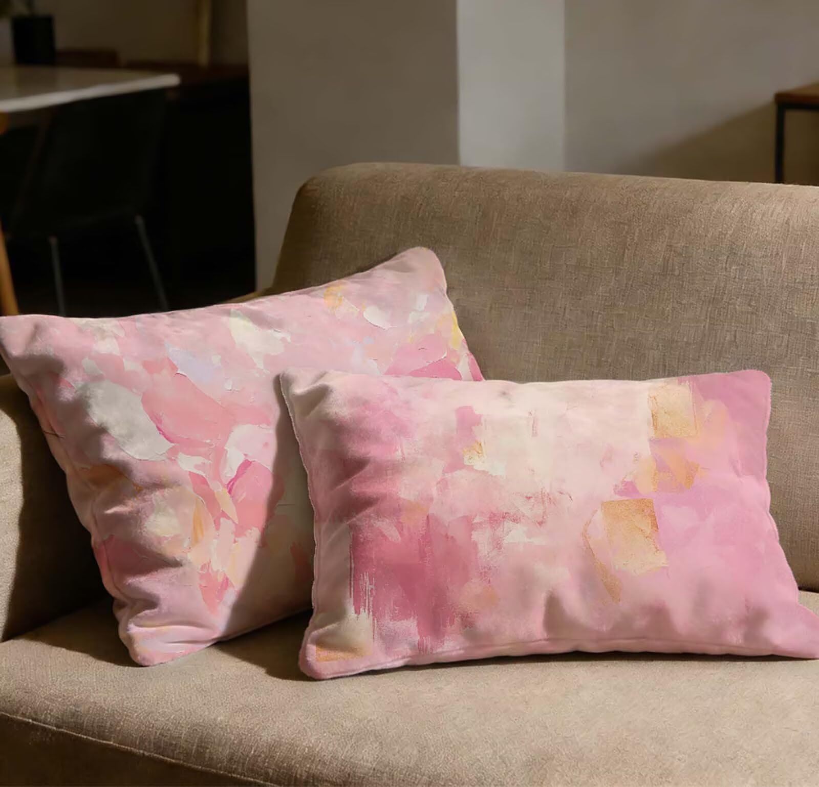 Taie d'oreiller 40x60 cm lot de 2 en velours rose rectangulaire avec fermeture éclair invisible