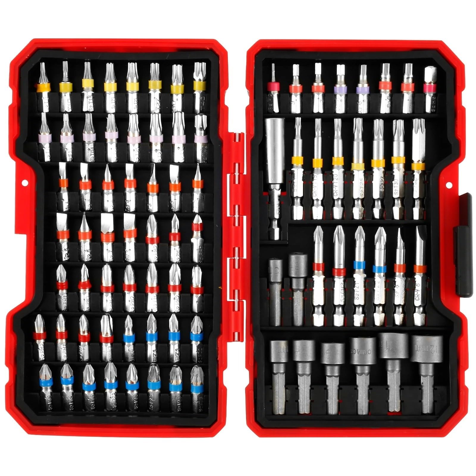 Cacciavite Set di punte for cacciavite da 83 pezzi sicurezza colorate cacciaviti elettrici con custodia trapano lunghe magnetiche in acciaio portatili