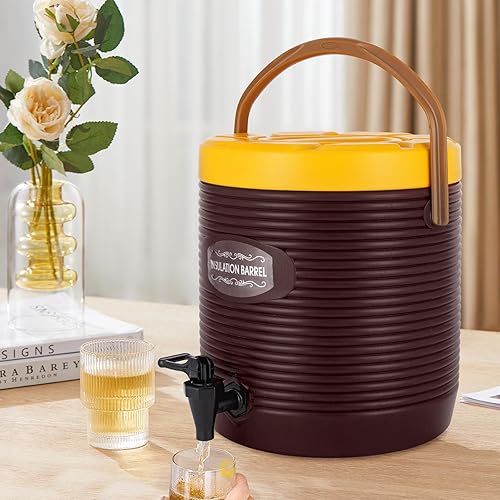 Miniatura 22 de Dispensador aislado de bebidas de acero inoxidable de 13 litros/3.4 galones, dispensador de bebidas frías y calientes con mango y grifo, dispensador