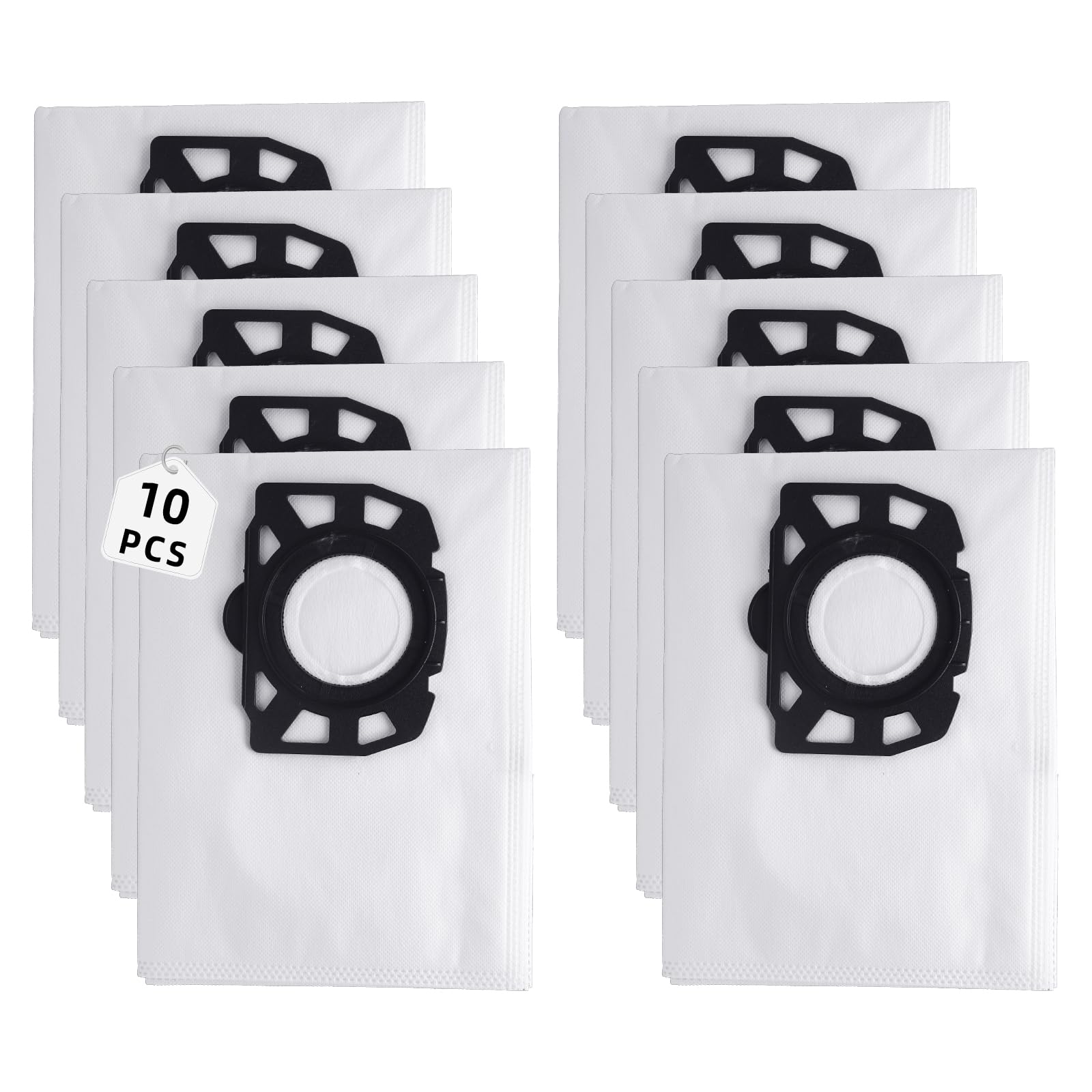 10 sacchetti per aspirapolvere Kärcher WD 2 Plus/WD3/KWD1/KWD2/KWD3/MV3/WD3.200-WD3.800M/SE4001/SE4002 | Sostituisce 2.863-314.0 | Compatibile con aspirapolvere a umido e secco