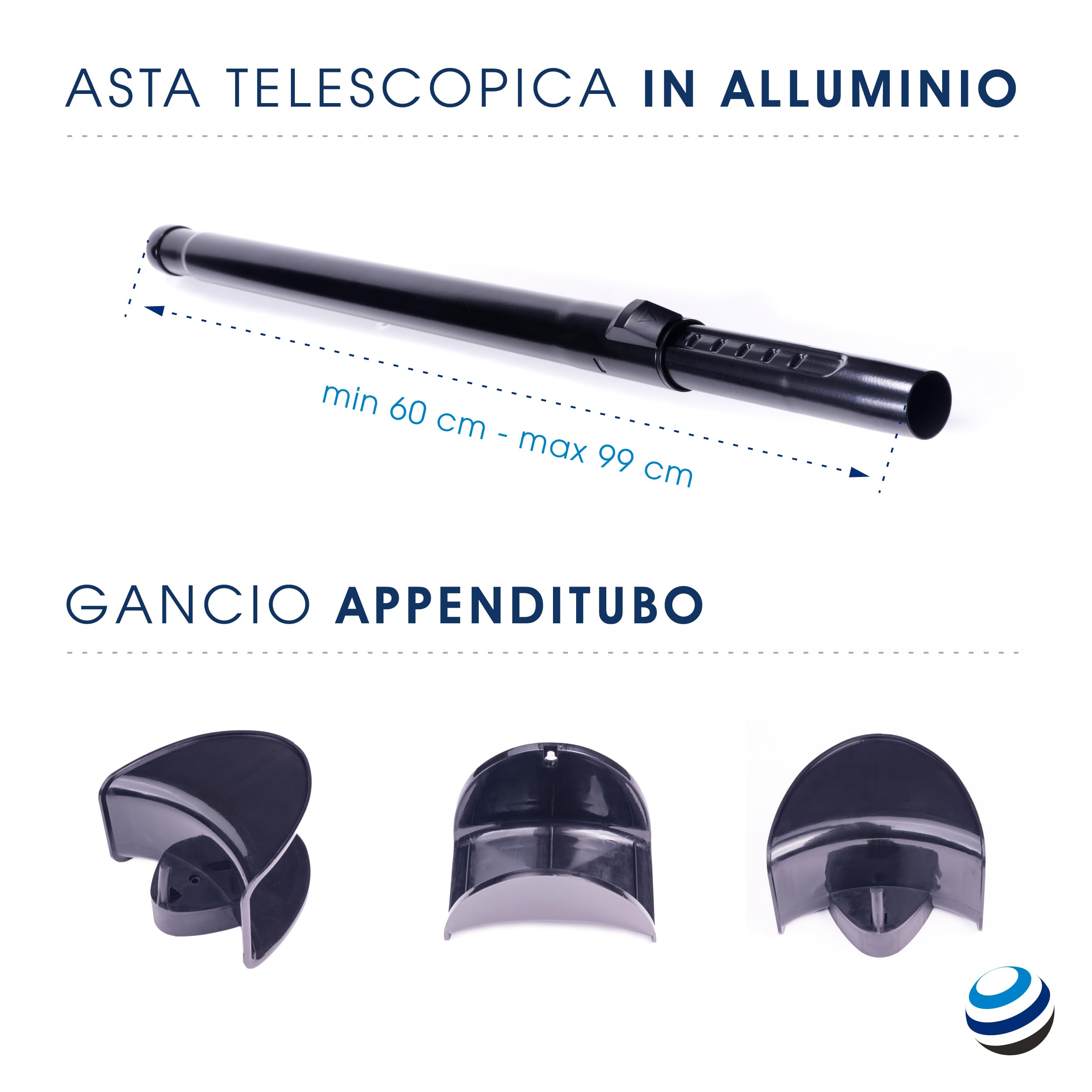 Set Tubo Flessibile e Kit Accessori per Aspirapolvere Centralizzato compatibile con Aertecnica Tubò, Sistem Air, Duovac, General D'Aspirazione GDA - Senza interruttore ON/OFF (12 metri)