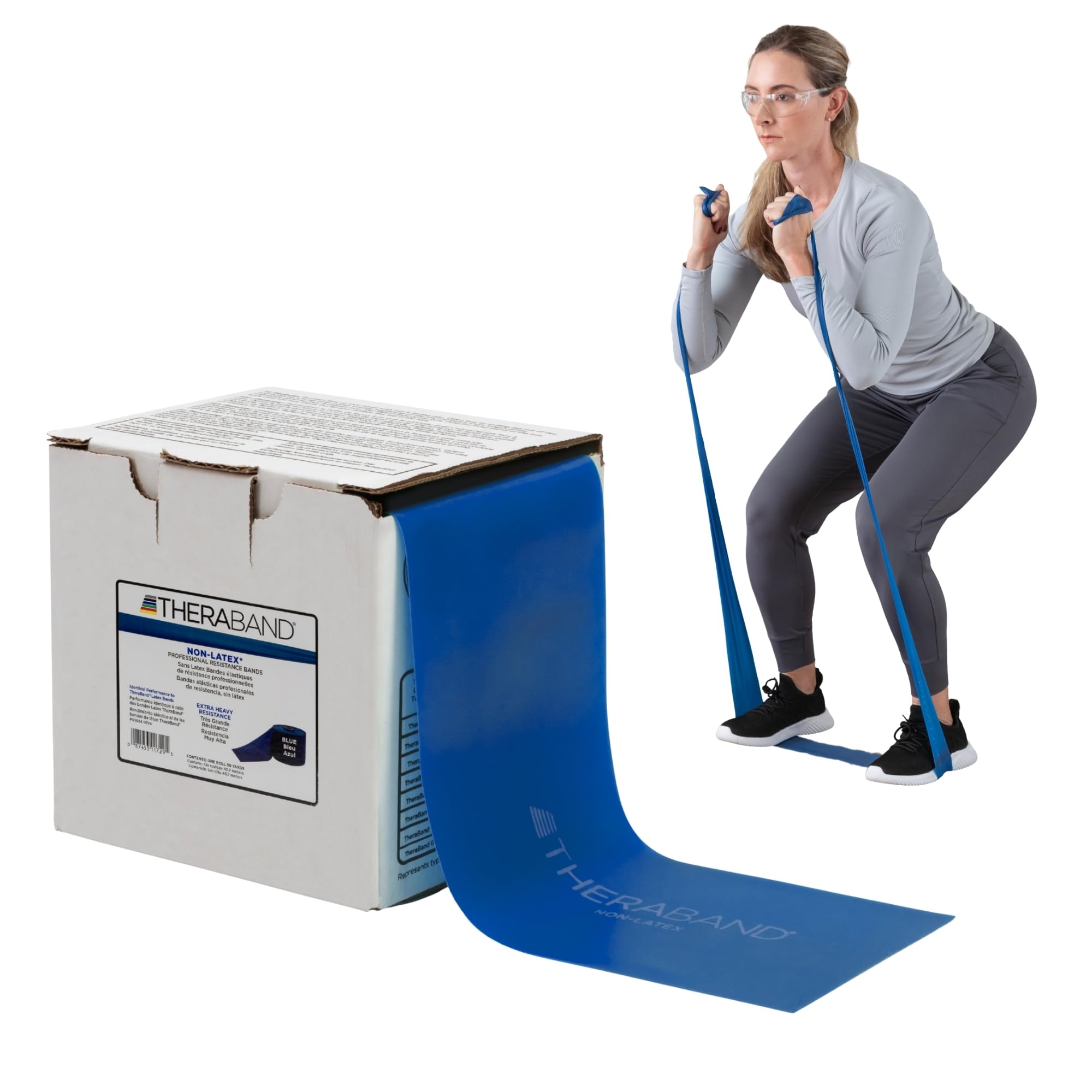 THERABAND Resistance Band 25 Yard Roll, Non-Latex Professional Elastic Stretch Bands for Upper & Lower Body Exercise Workouts, Physical Therapy, Lower Pilates, Flexibility, & Rehab, Dispenser Box