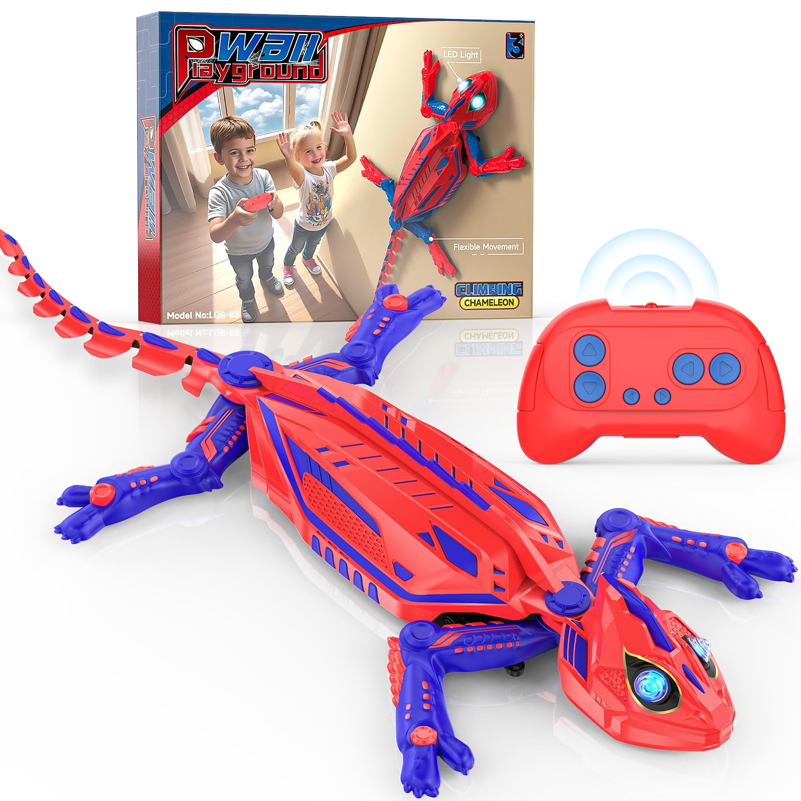 Mieryd Geco Telecomandato, Lucertola Telecomandata muro con occhi LED, Spider RC Robot Giocattolo Bambini, Interattivo Gioco lucertola si arrampica sui muri, Regalo Compleanno Giochi Bambino 3-8 Anni
