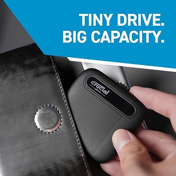 Crucial X6 1TB Portable SSD Up to 800MB/s, USB 3.2 External Solid State Drive for PC, Mac, PS5, Xbox CT1000X6SSD9