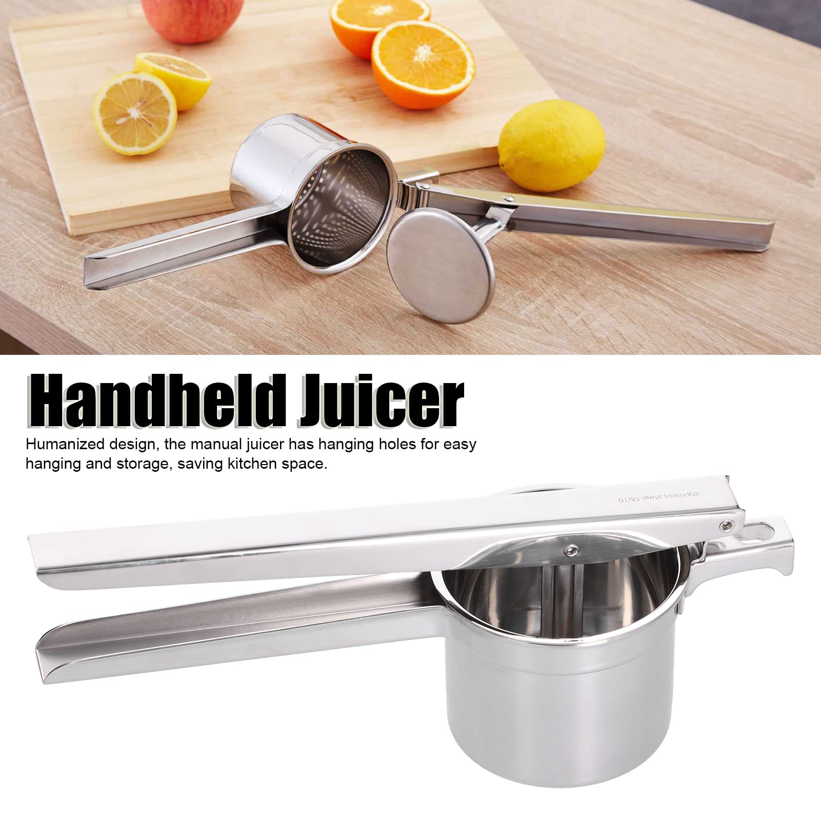 Manueller Entsafter aus Edelstahl, Kartoffelpresse Und -stampfer, Manueller Obststampfer, Avocadostampfer, Gesund, Praktisch, Schön, Leicht, Handgehalten
