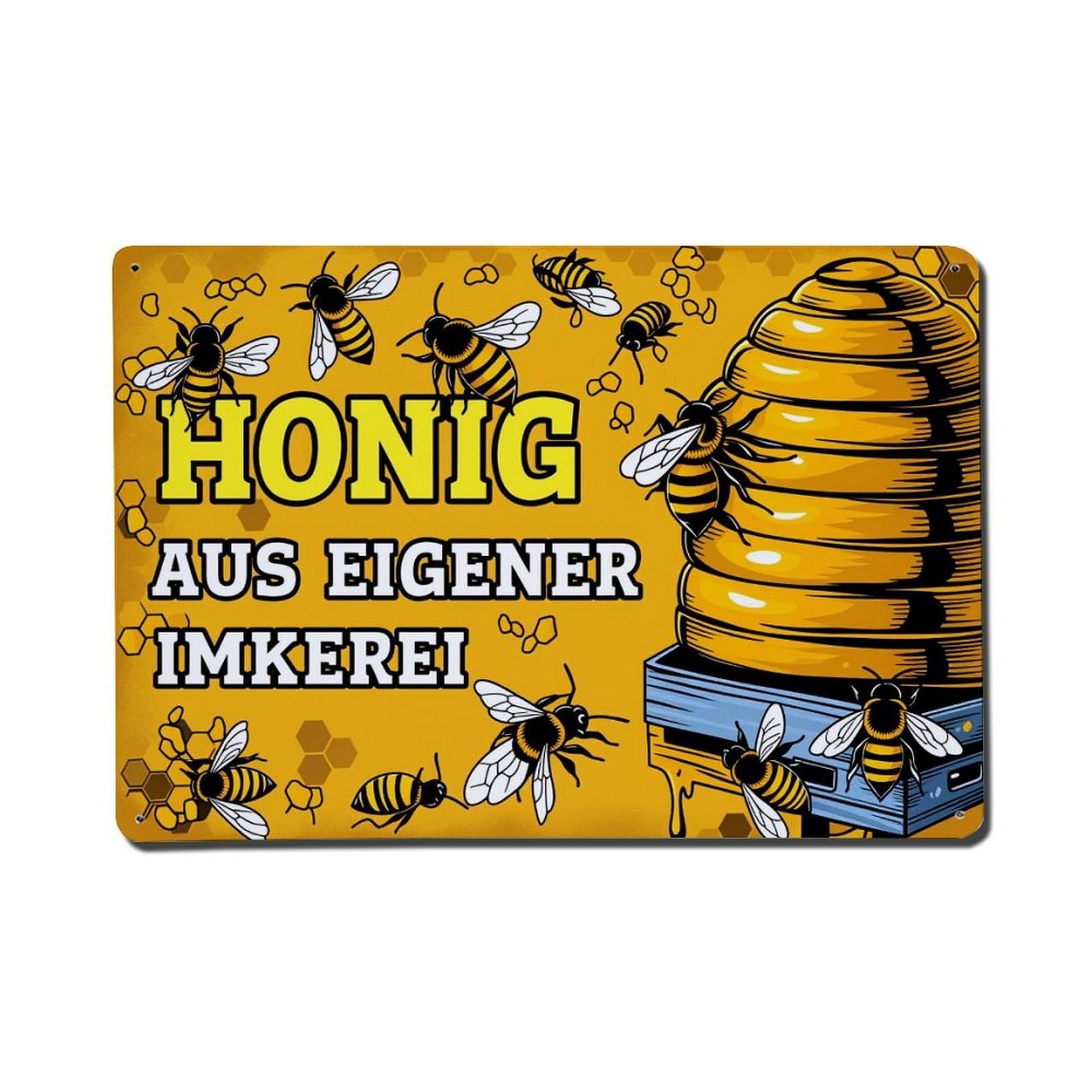 Honey Bees Hive Apiary Beekeeping Vintage Tin Sign Retro Metal Wall Decor Metal Poster, Home Bar Garage Farmhouse Cafe Wall Art Decoration 8x12Inches