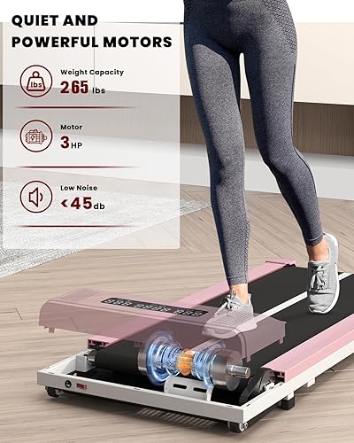 Miniatura 5 de Walking Pad Under Desk Treadmill, Portable Treadmills Motorized Running Machine for Home, 6.2MPH, No Assembly Required, Remote Control, 265 LB