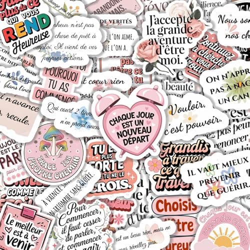 Lot de 75 Autocollants Inspirants pour Femmes – Messages Positifs – Imperméables, Finition Mate – Stickers Motivation pour Journal Intime, Carnet, PC Portable, Bouteille d'Eau (Style A-75 pièces)