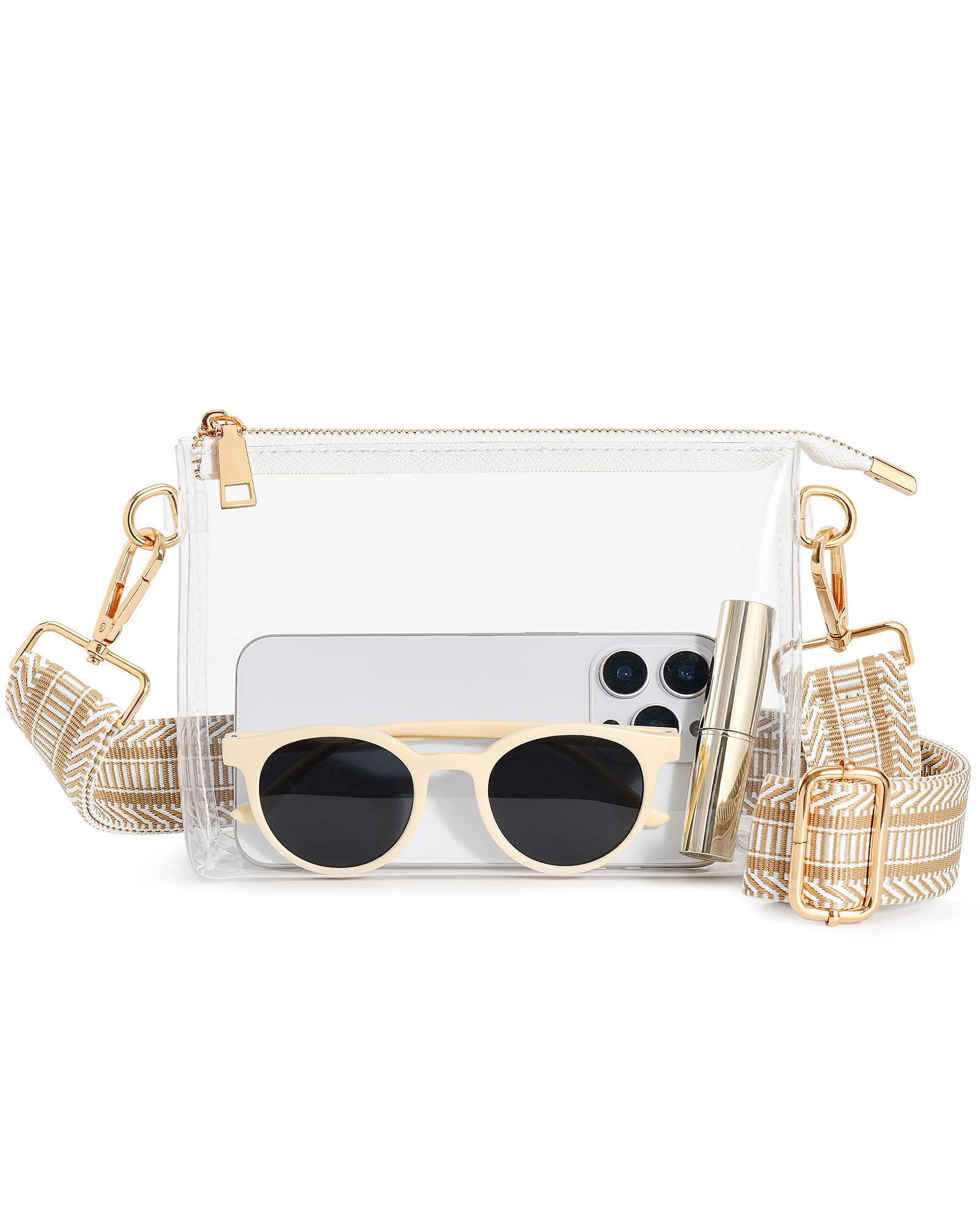 Lorbro Clear Purse for Women Stadium Approved Clear Crossbody Bag with Zipper Closure Transparent Purse for Concert Sports