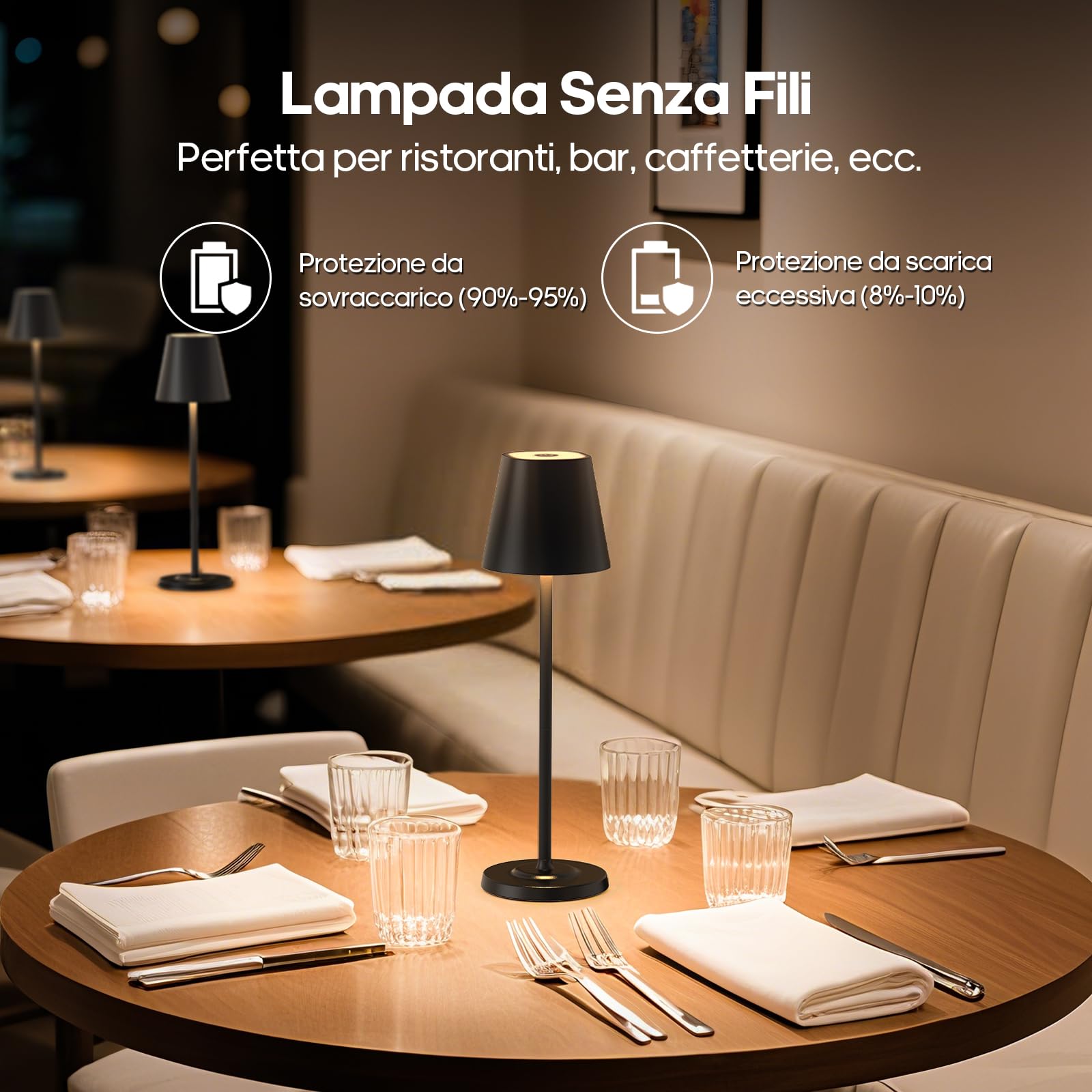 GOODEA 3 in1 Lampada da tavolo senza fili, 3 altezze regolabili e 3 temperature di colore-5500 mAh, dimmerabile senza palo, lampada da tavolo ricaricabile per interni ed esterni, con USB - C [2, nero]