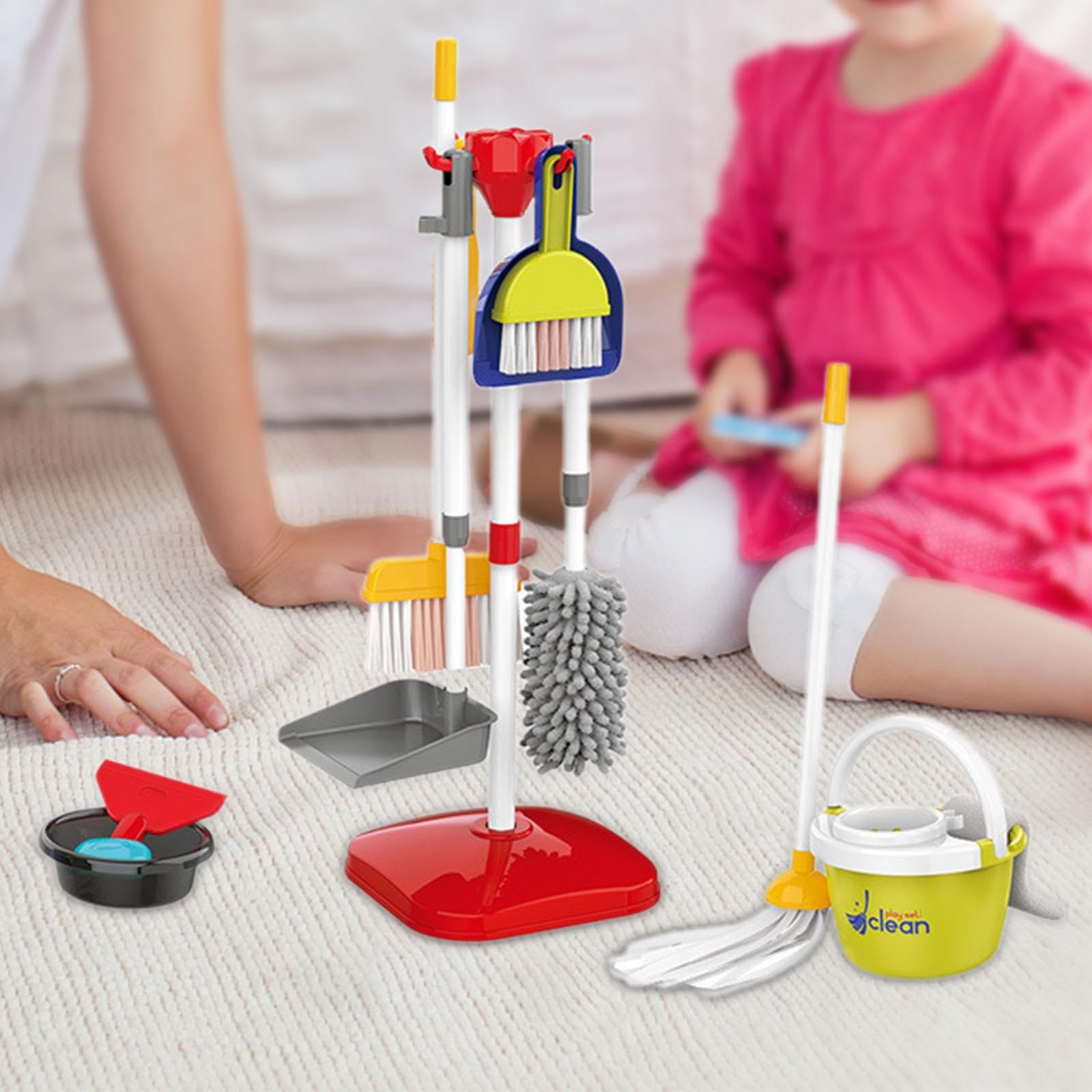 18 Pezzi Set Pulizie Giocattolo per Bambini con Scopa Paletta Spazzola Mop Attrezzi Educativi per Sviluppo Domestica Adatti a, 18 Pollici