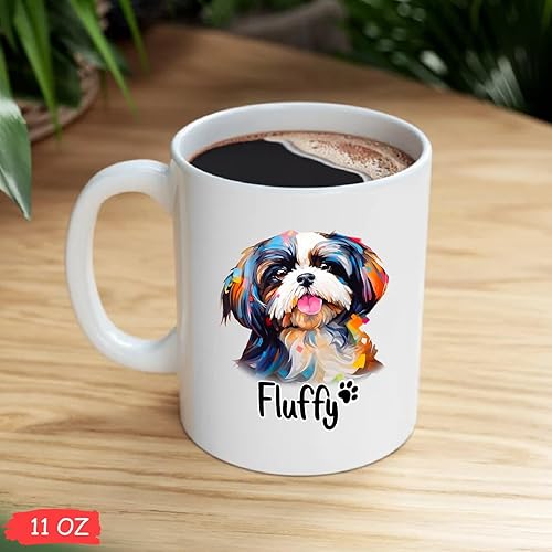 Miniatura 4 de Shih Tzu - Taza de café para perros, tazas coloridas para amantes de los perros, taza personalizada para perros Shih Tzu con nombre, taza colorida