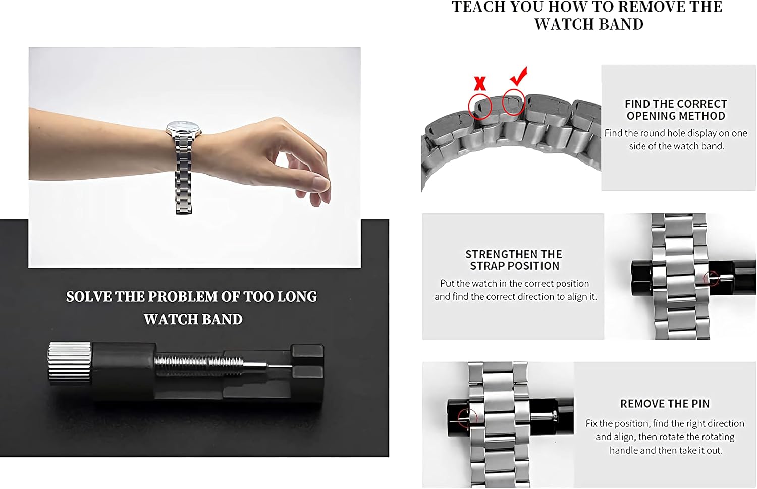 Miniatura 7 de BOSCK Reloj analógico de acero inoxidable para hombre de 1575in sin cronógrafo reloj analógico de fácil lectura para fecha y día para hombre reloj