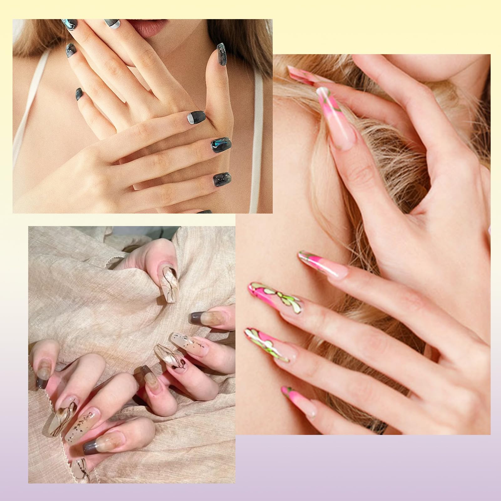 Kolinsky - Set di 6 pennelli acrilici per nail art, design artistico e lucidante, strumenti per manicure da donna, per applicazione acrilica (misura 2, 6, 8, 12, 14, 16)