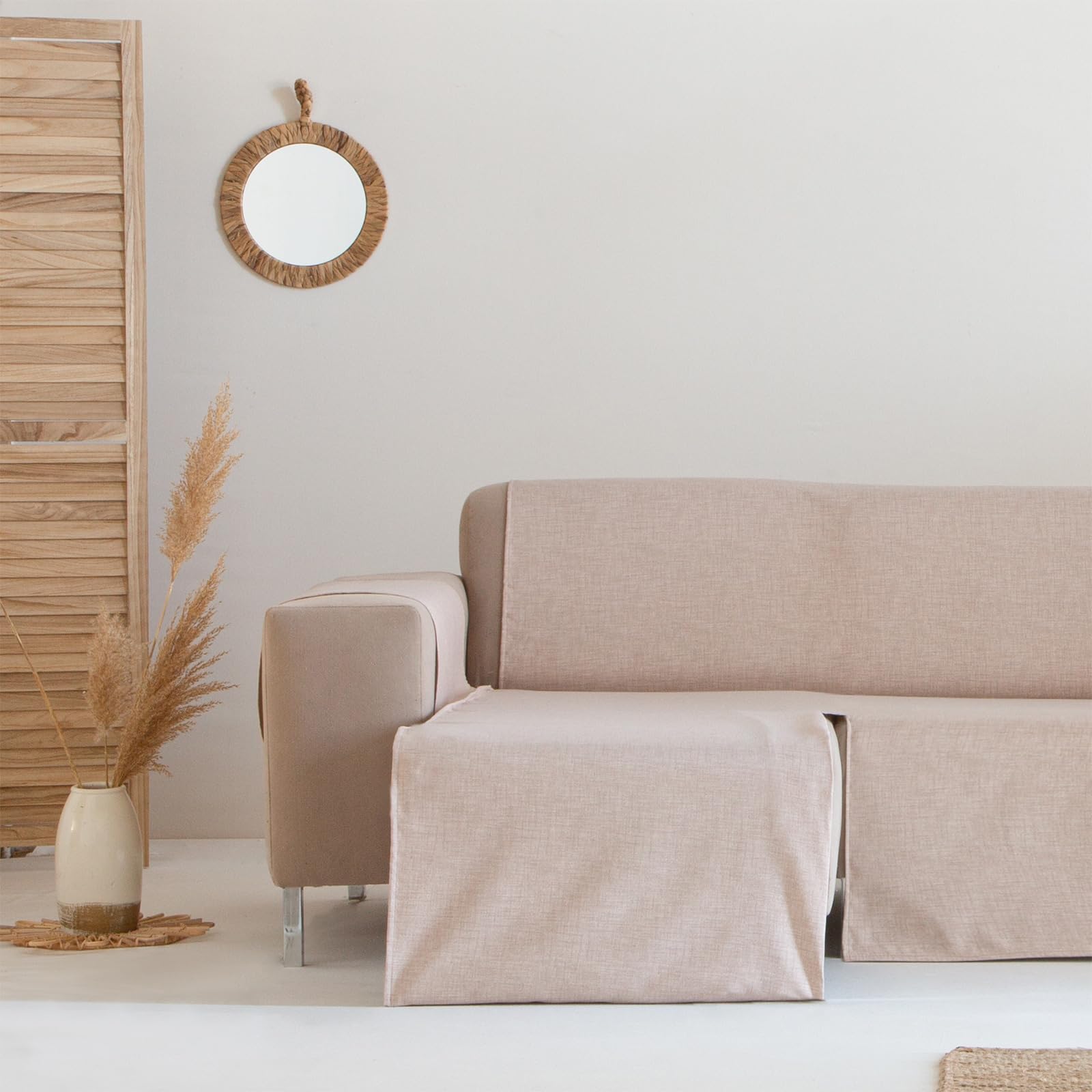GAMUSI Funda Sofa Chaise Long Impermeable Antimanchas Cubre sofá Chaise Longue 290 cm Brazo Izquierdo, Color Beige