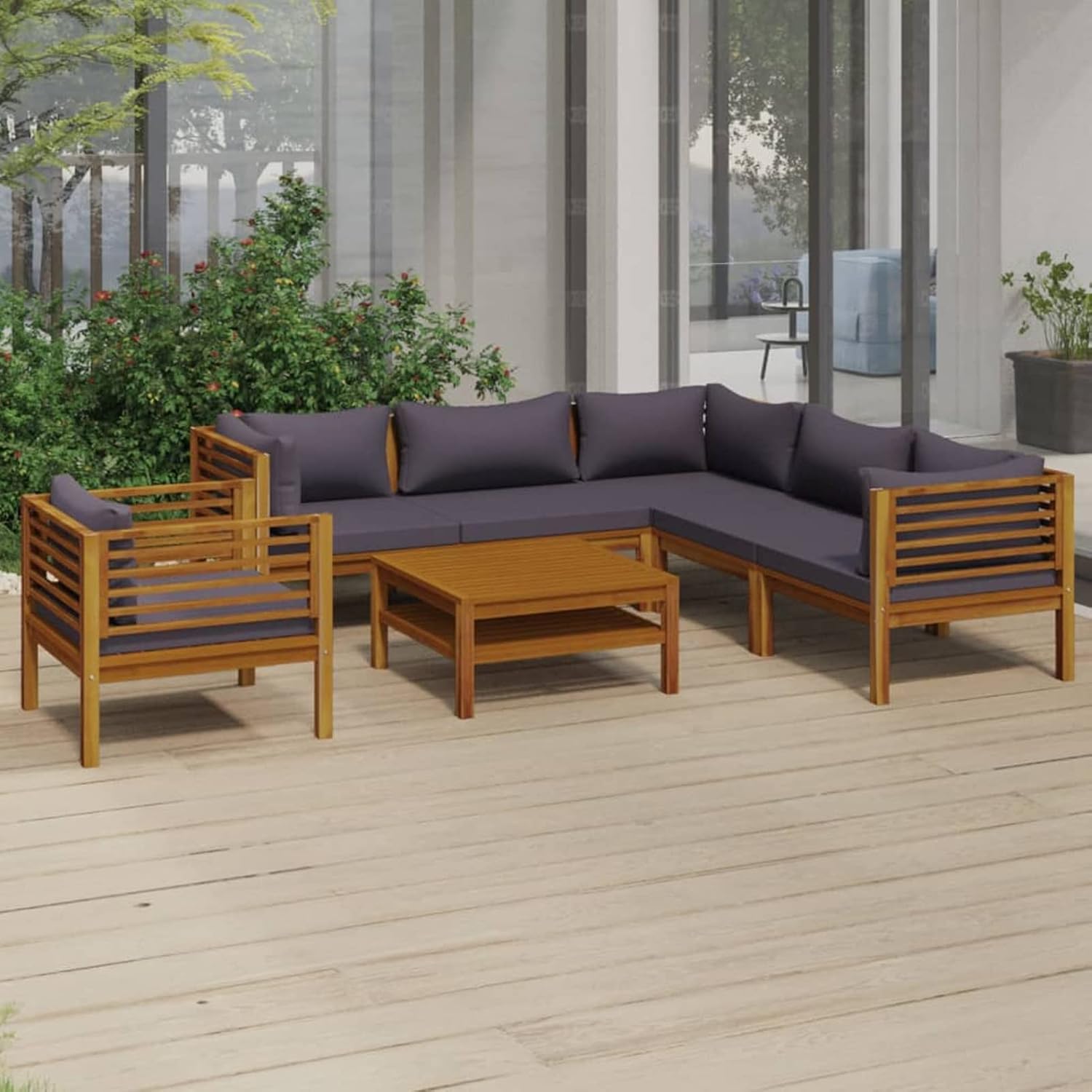 Yolola 7TLG Gartenmöbel Set Holz, Garten Loungemöbel Set, Balkon