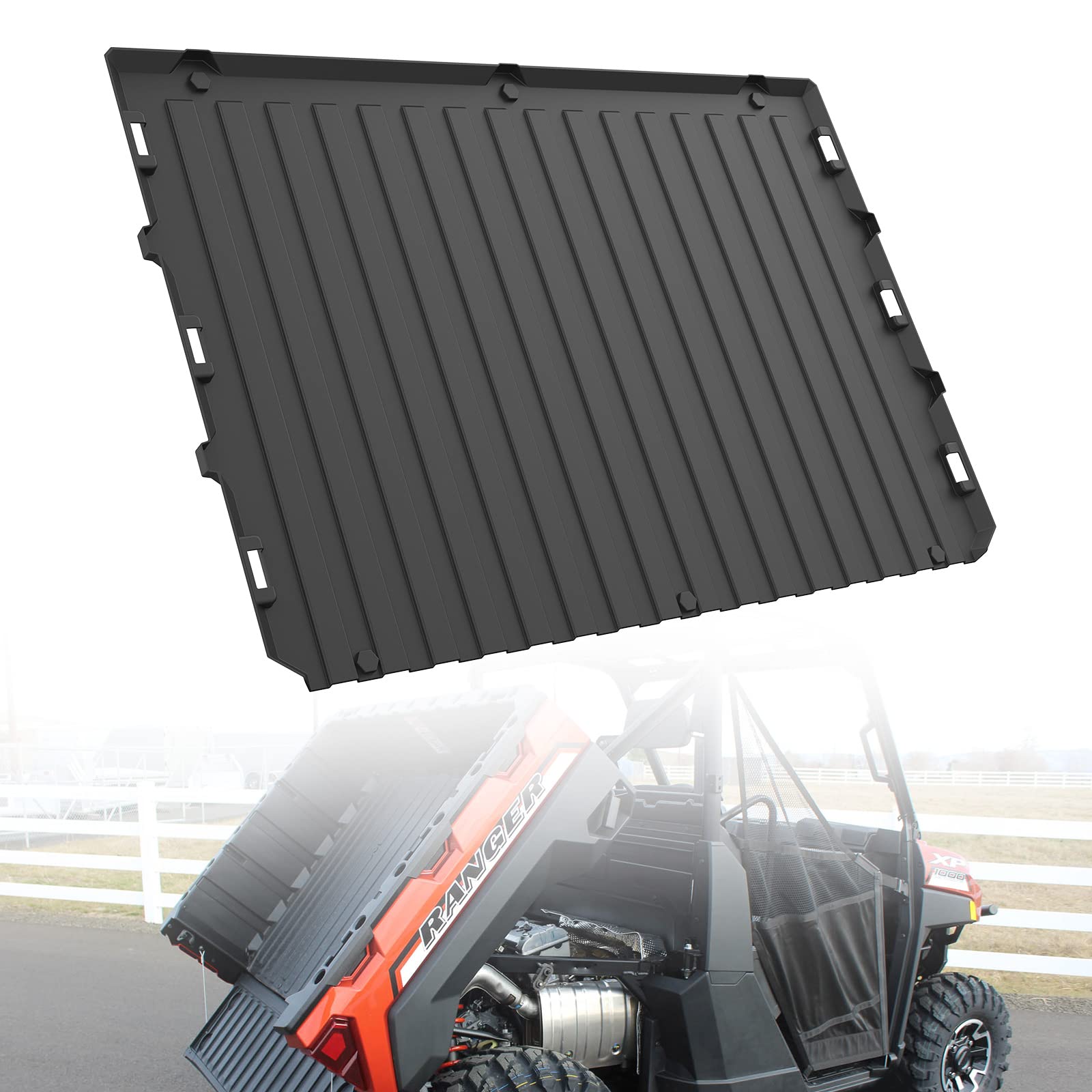 A & UTV PRO Cargo Bed Mats Liner for 2014-2022 Polaris Ranger XP 900 / Ranger 570 Fullsize, Rear Back Cargo Liner All Weather TPE Protection Accessories