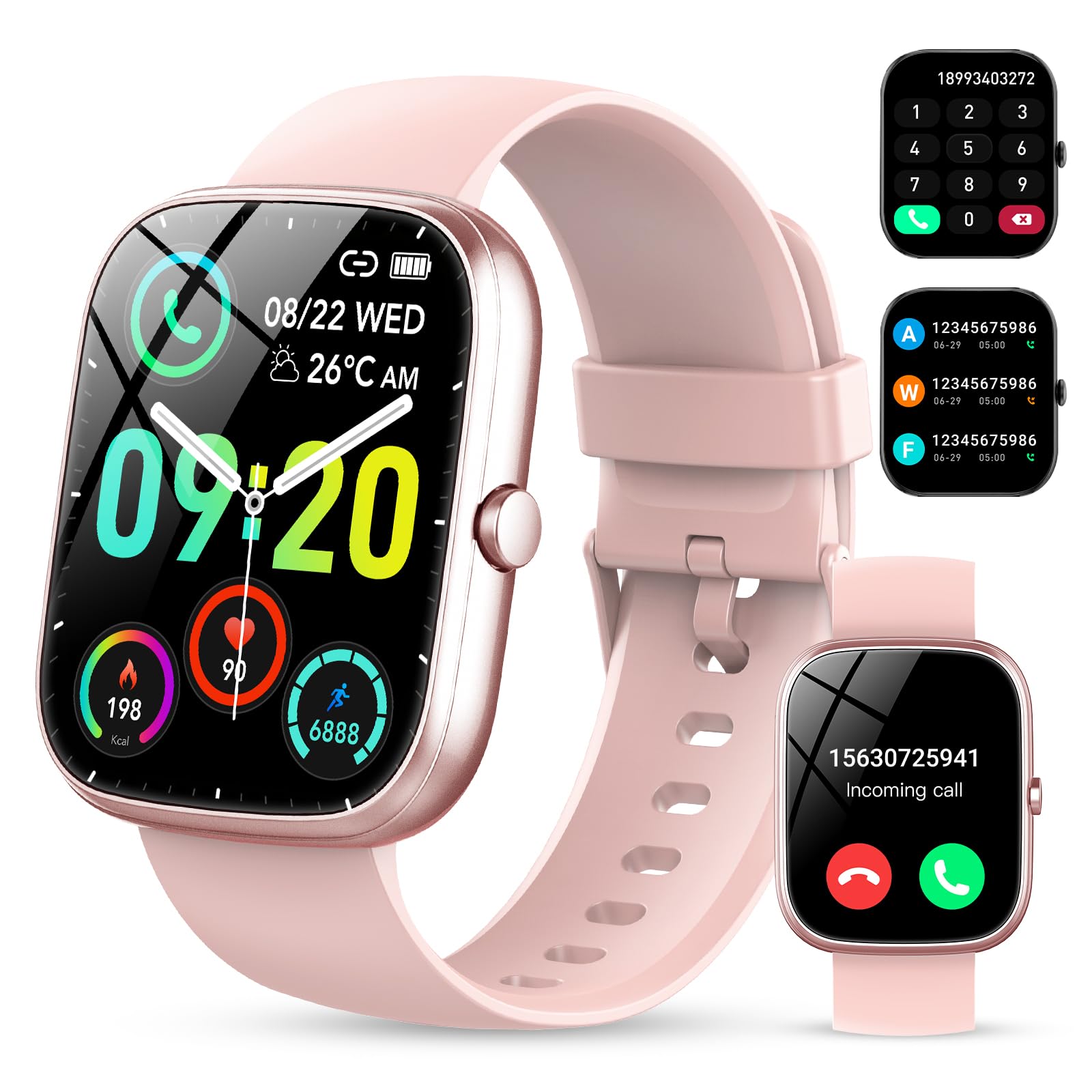Smartwatch Donna,1.91" Orologio Smartwatch,con Effettua/Risposta Chiamate,100+ modalità Sportive con Sonno/Cardiofrequenzimetro,SpO2,Fitness Tracker,Contapassi,IP68 Impermeabile smart watch(Oro rosa)