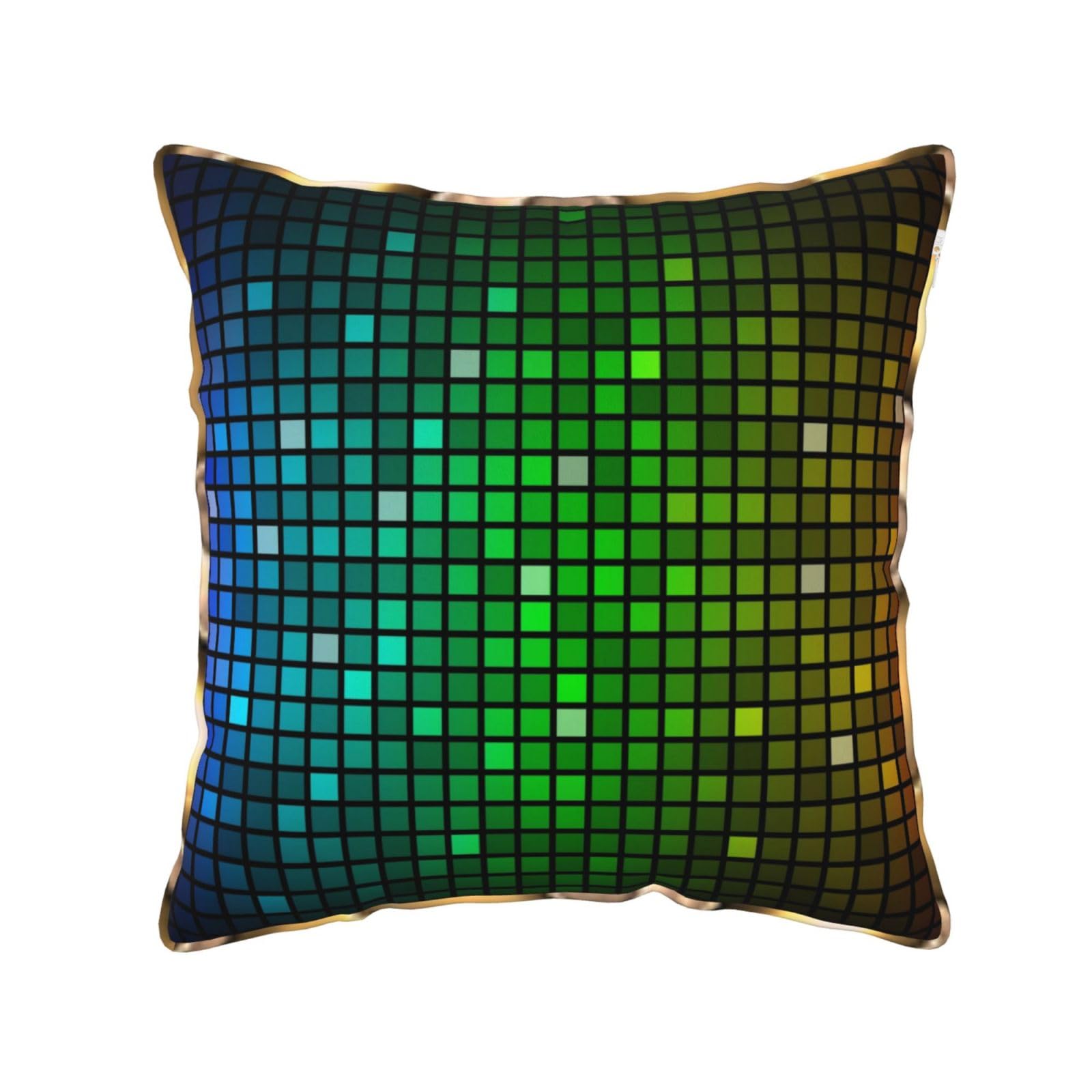 AUBKFELD Colorful Square Printed Velvet Cushion Cover 40x40 CM with Gold Edging Strip, Square Pillowcase Soft Throw Pillow Covers Case Decorative for Living Room Sofa Couch Bed Bench