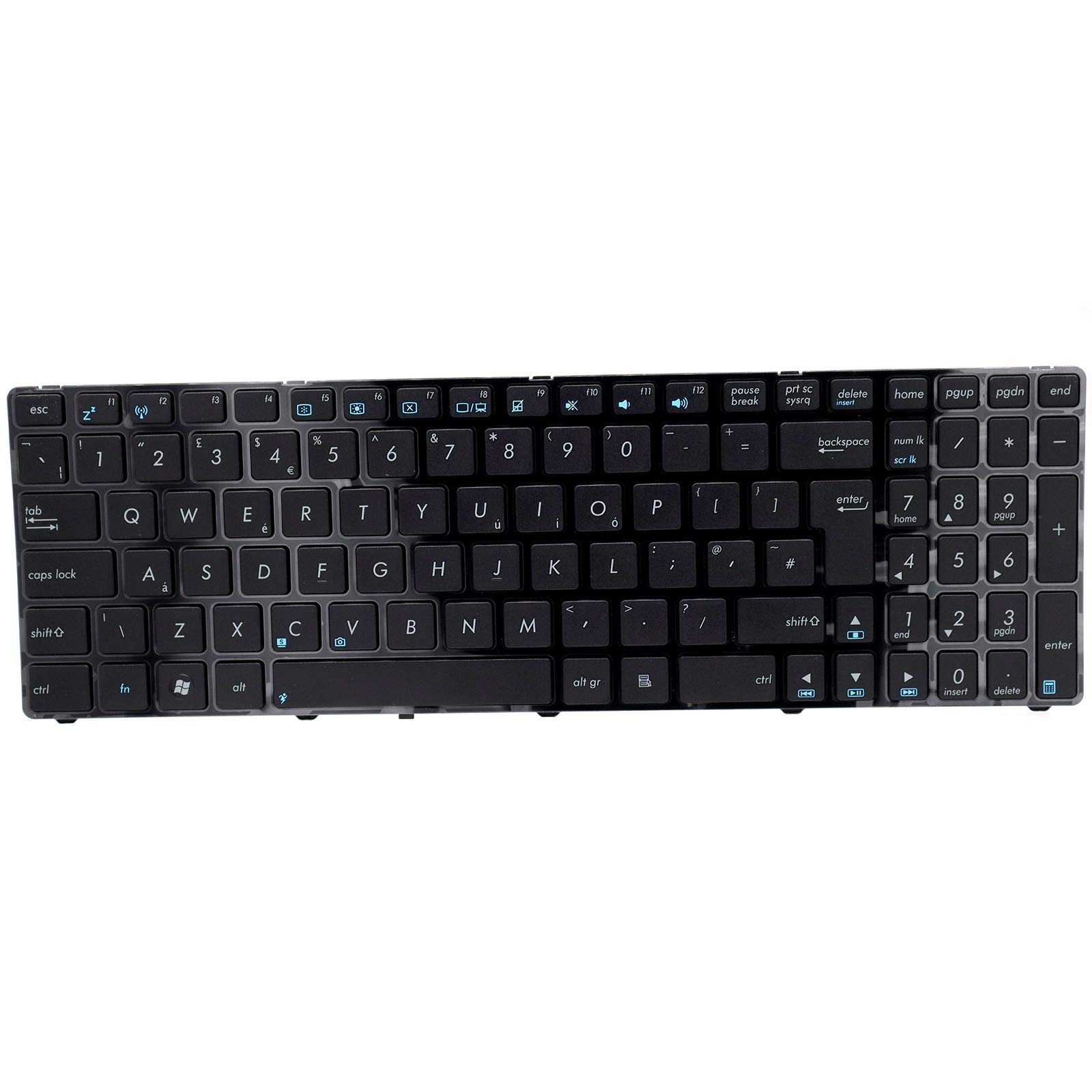 New Net Tastiera Italiana Per Notebook ASUS (A54H, N61VG, K53SV, G51V, X54H E Molti Altri) – Layout ITA QWERTY, Senza Frame, Cavo Piatto