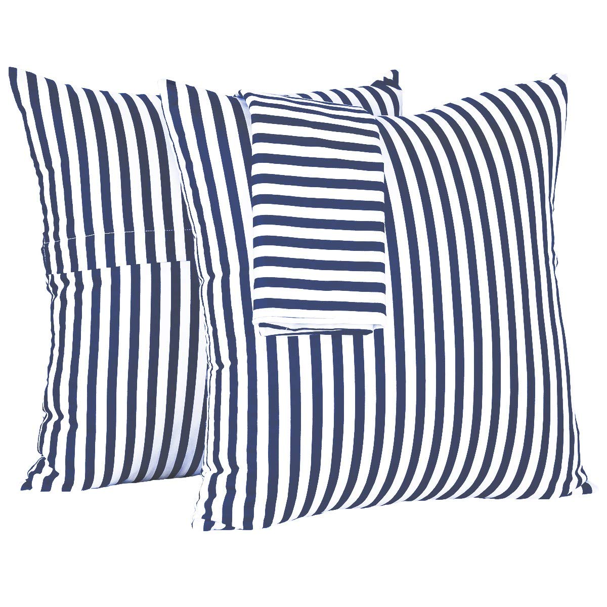 Taies d'oreiller carrées en coton à rayures bleues 45x45 cm Rockclous