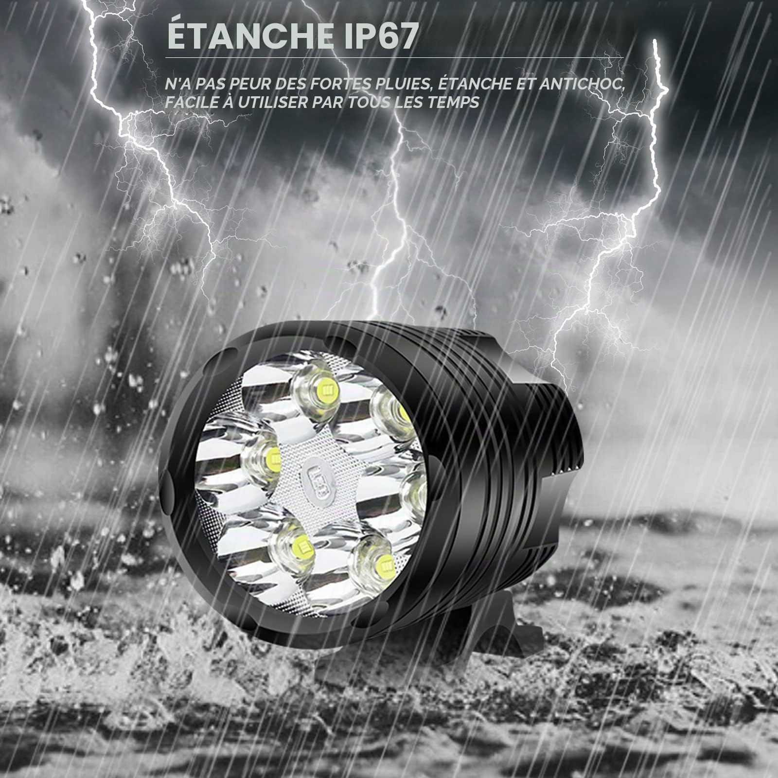 Biqing Feux Additionnels Moto,20W Phares LED de Moto Projecteur Avant Feux de Brouillard Supplémentaires avec Interrupteur Motos 12V 24V