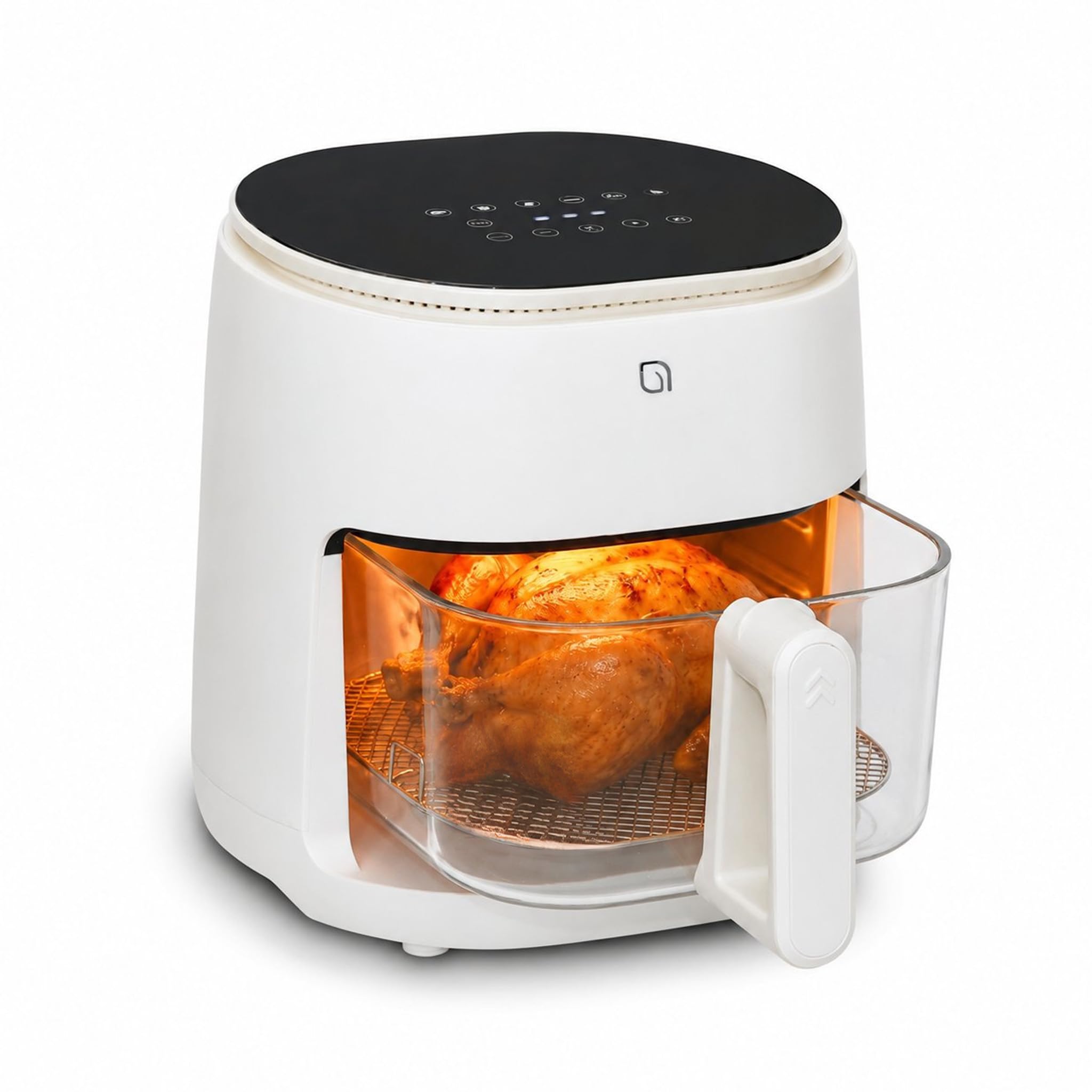 WILLOW Eco Series Freidora de aire 6 en 1 con cesta de cristal, freidora de aire de 5 cuartos no tóxica con pantalla digital, temperatura máxima de 400 °C, precalentamiento y función de mantenimiento