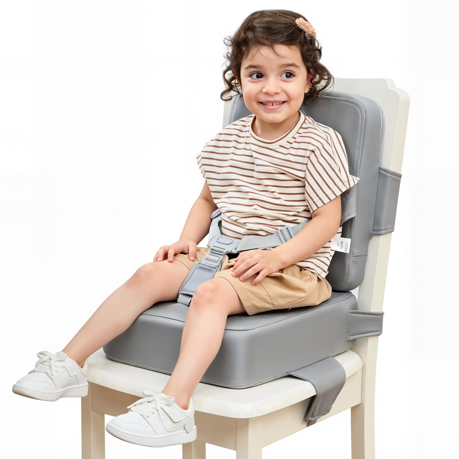 HOMEAL Booster Seat for Kitchen Chair - Compact Toddler Dining Seat with Easy-Install Straps & Wipeable Surface - Breathable Fabric Booster Seat for