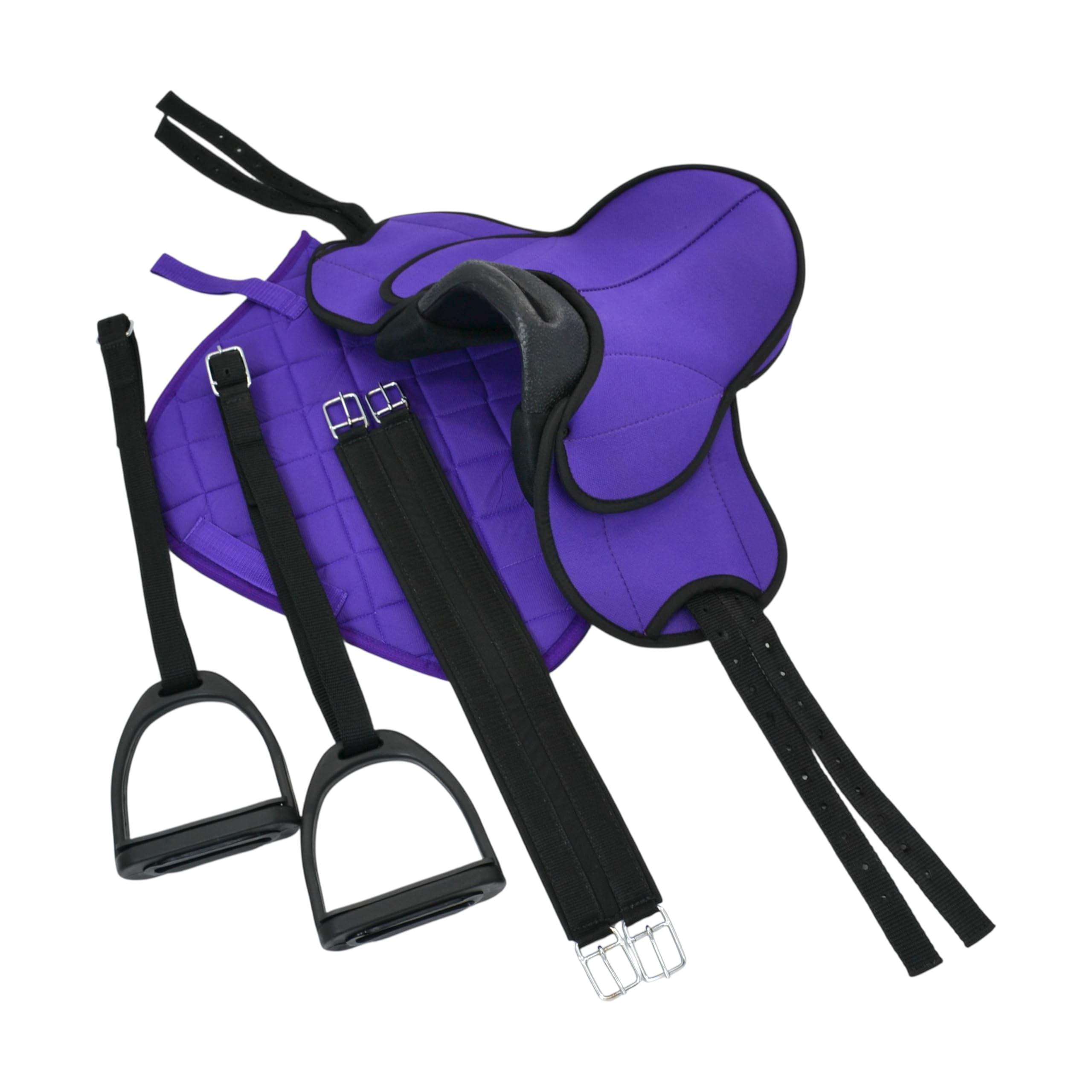 PFIFF 103120 Pro - Juego de sillines para Caballos de Madera o de Juego, Juego Completo para niños, Silla de Montar, Color Morado