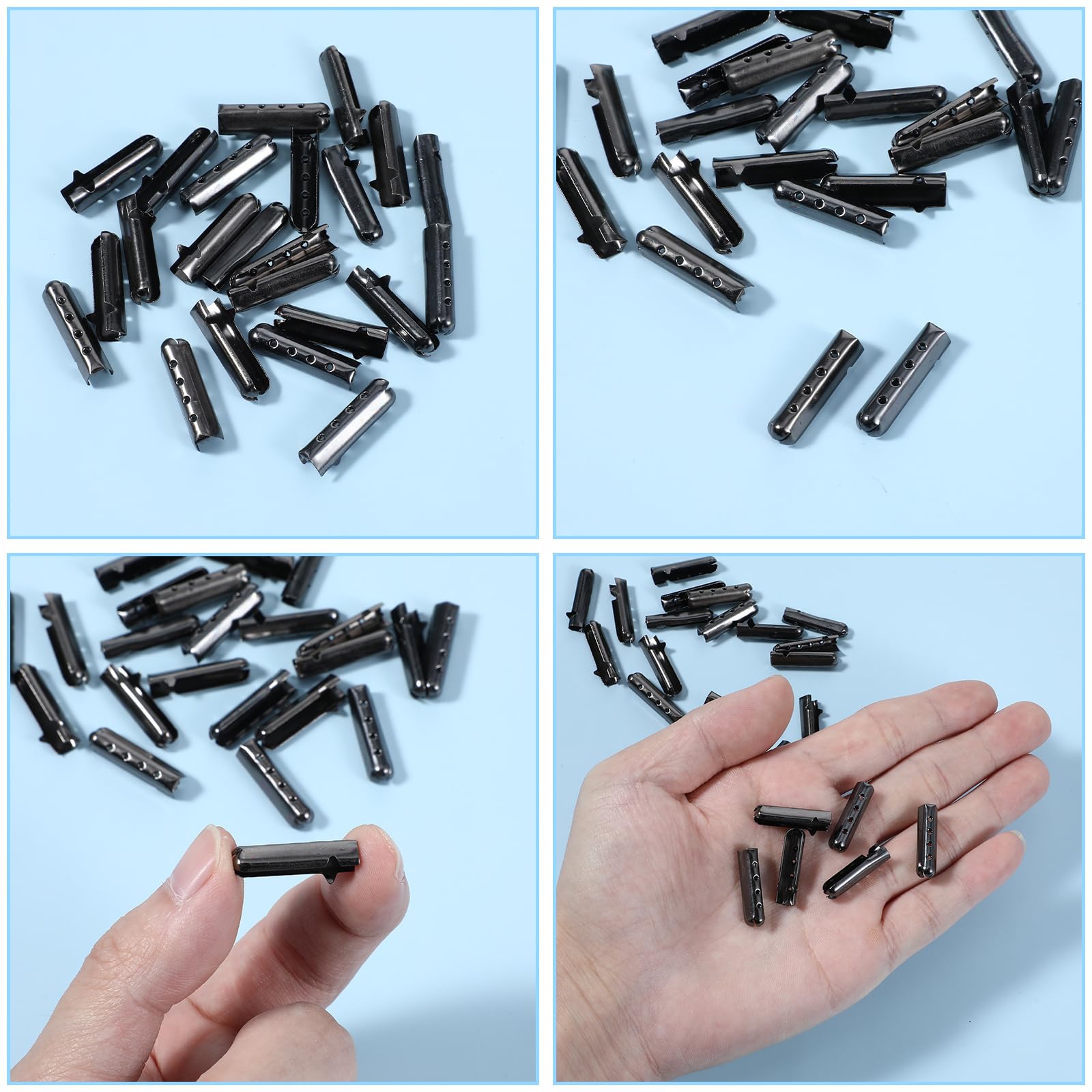 24 sztuki metalowych sznurowadeł, sznurowadeł, metalowe końcówki, wymienne końcówki z metalu, do sznurowadeł DIY, do trampek, bluz, sznurowadeł, bluz, spodni plażowych, czarny, Einheitsgröße