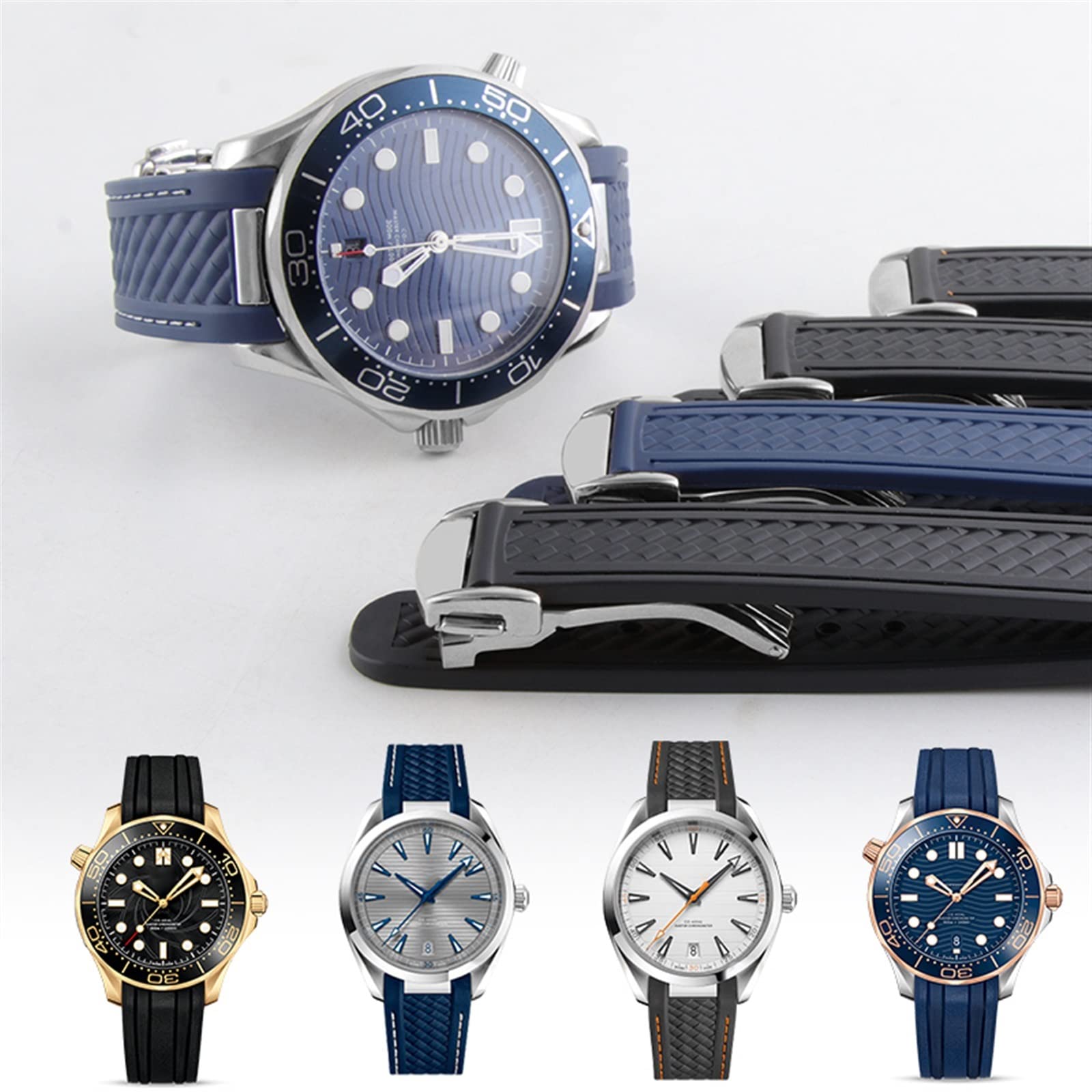 20 mm gumowy pasek do zegarka Omega SEAMASTER 300 AT150 DE VILLE SPEEDMASTER silikonowy pasek zapasowy akcesoria do zegarków