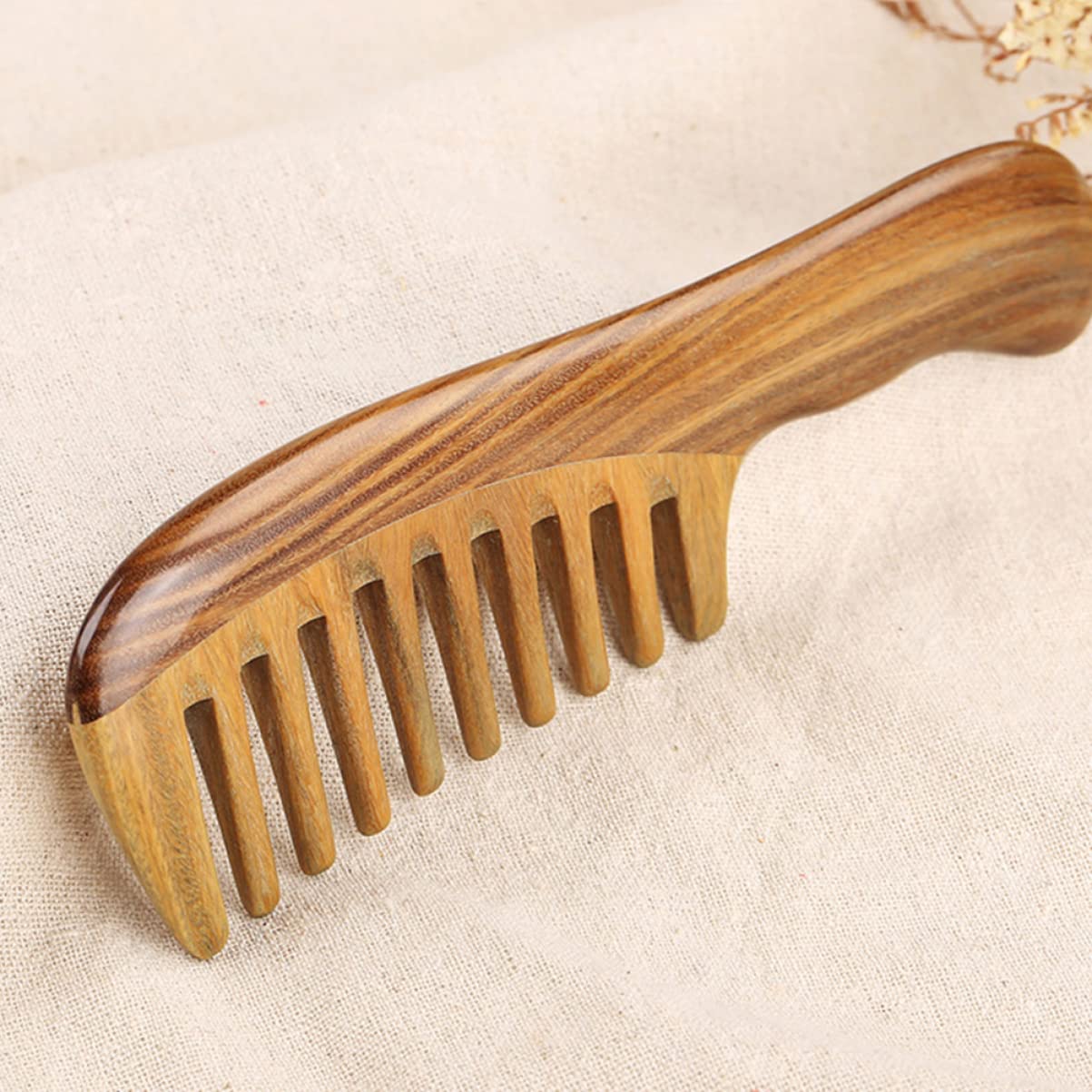 NOLITOY Peine De Masaje De Dientes Anchos Natural De Madera De Sándalo Cabello Peine De Madera De Dientes Anchos y Compactos Para Peinado