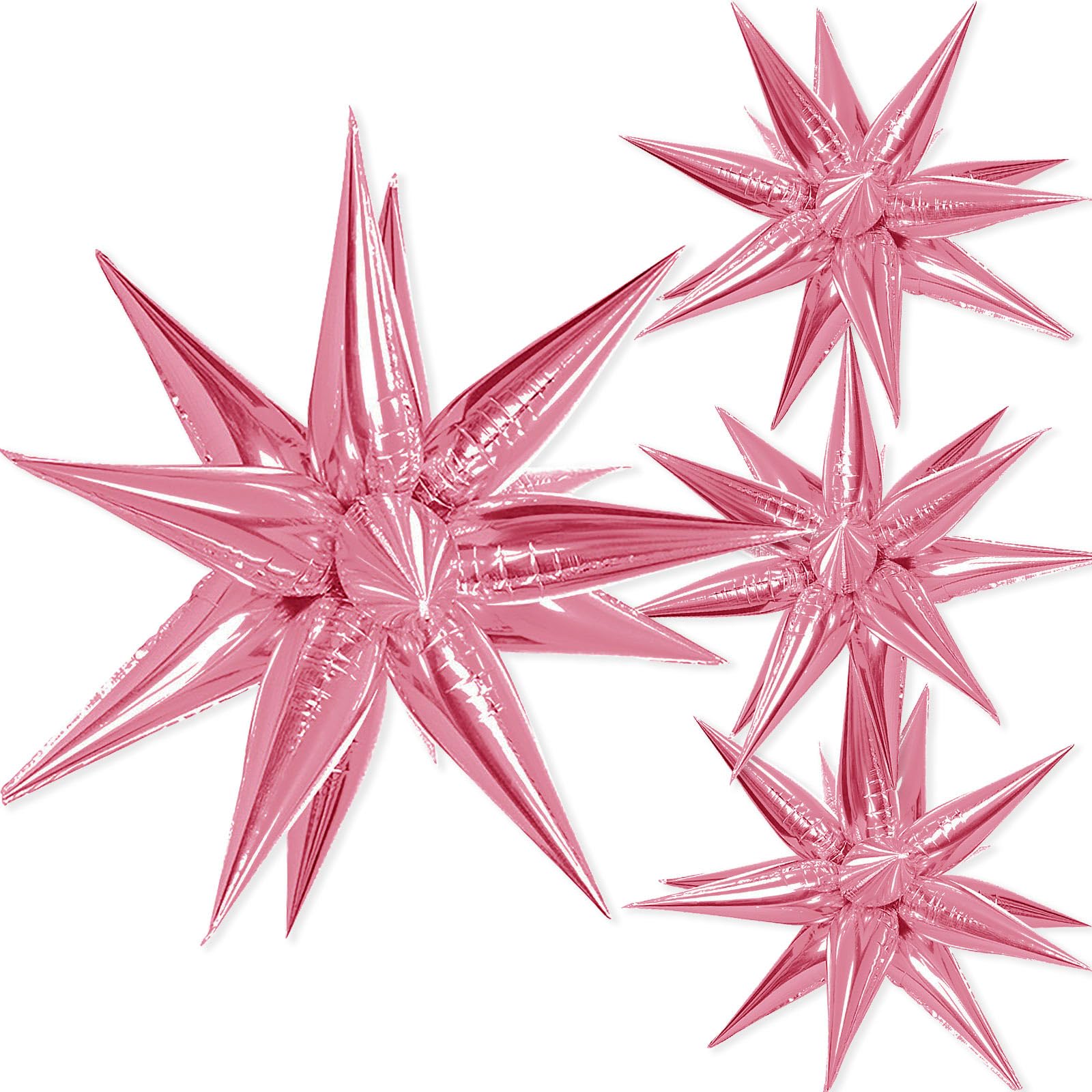 Pink Star Balloons, 40 Pcs Starburst Balloon, 28 Inch Thickened Star Explosion Foil Balloons Metallic for Birthday Graduation Baby Shower Wedding