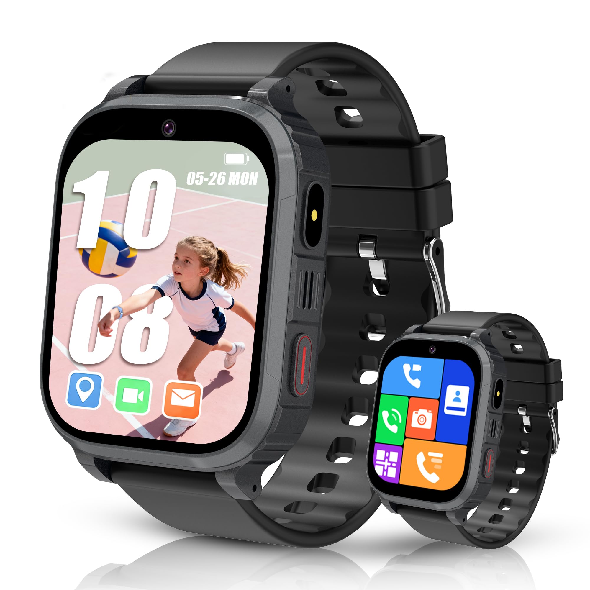 Smart Watch Child 4G, Smartwatch Children GPS and Calls, GPS Watch Children Locator and Calls Video Call Phone SOS Chat Alarm Clock Game IP68 Waterproof, WatchChildren Gift