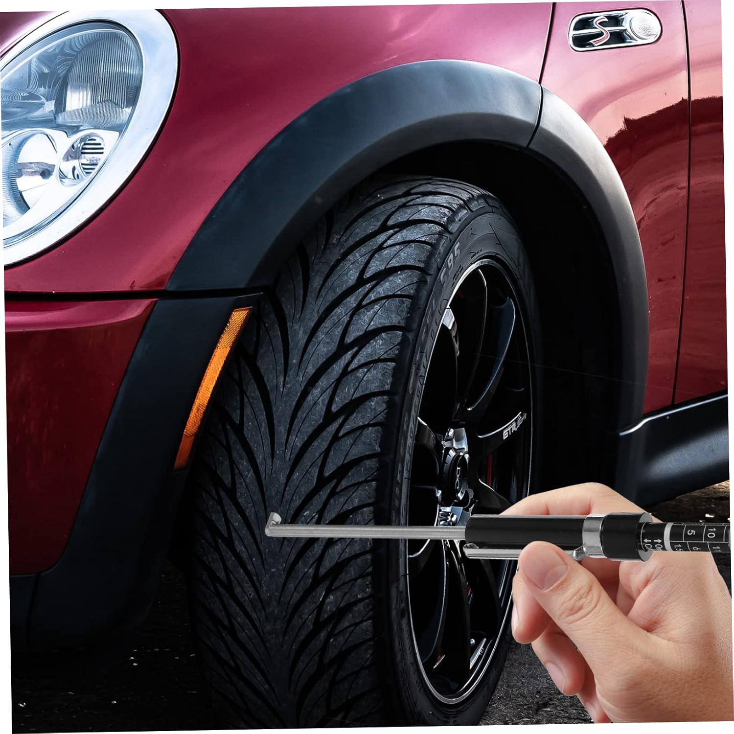 PRETYZOOM Brake Pad Thickness Gauge Pen Tool Tire Tread Depth Ruler Brake Pad Inspection Tool Easy to Read Car Safety Essential