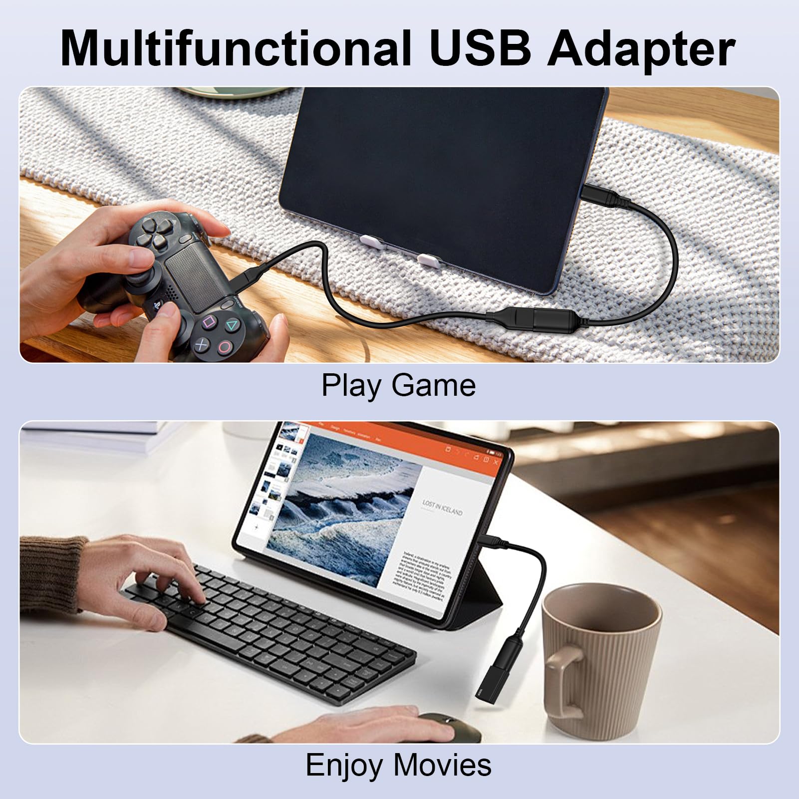 Adattatore da USB C a USB 3.0, adattatore USB C Android maschio a USB A femmina OTG On The Go cavo per Samsung Galaxy S25 Edge Ultra S24 S23 S22 S21 S20 A36, Google Pixel 9 8 7 Pro, Moto G 5G 2025