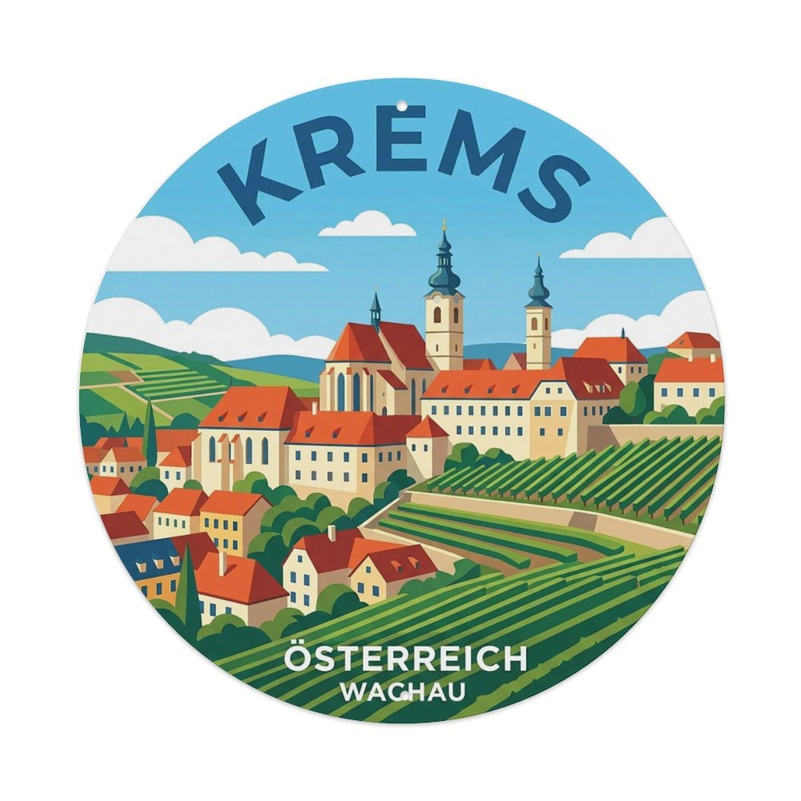 Vintage Travel Austria Krems Vintage Metal Tin Sign Plaque Wall Decor for Cafe, Club Bar, Office, Garden Metal Poster 8x8Inch