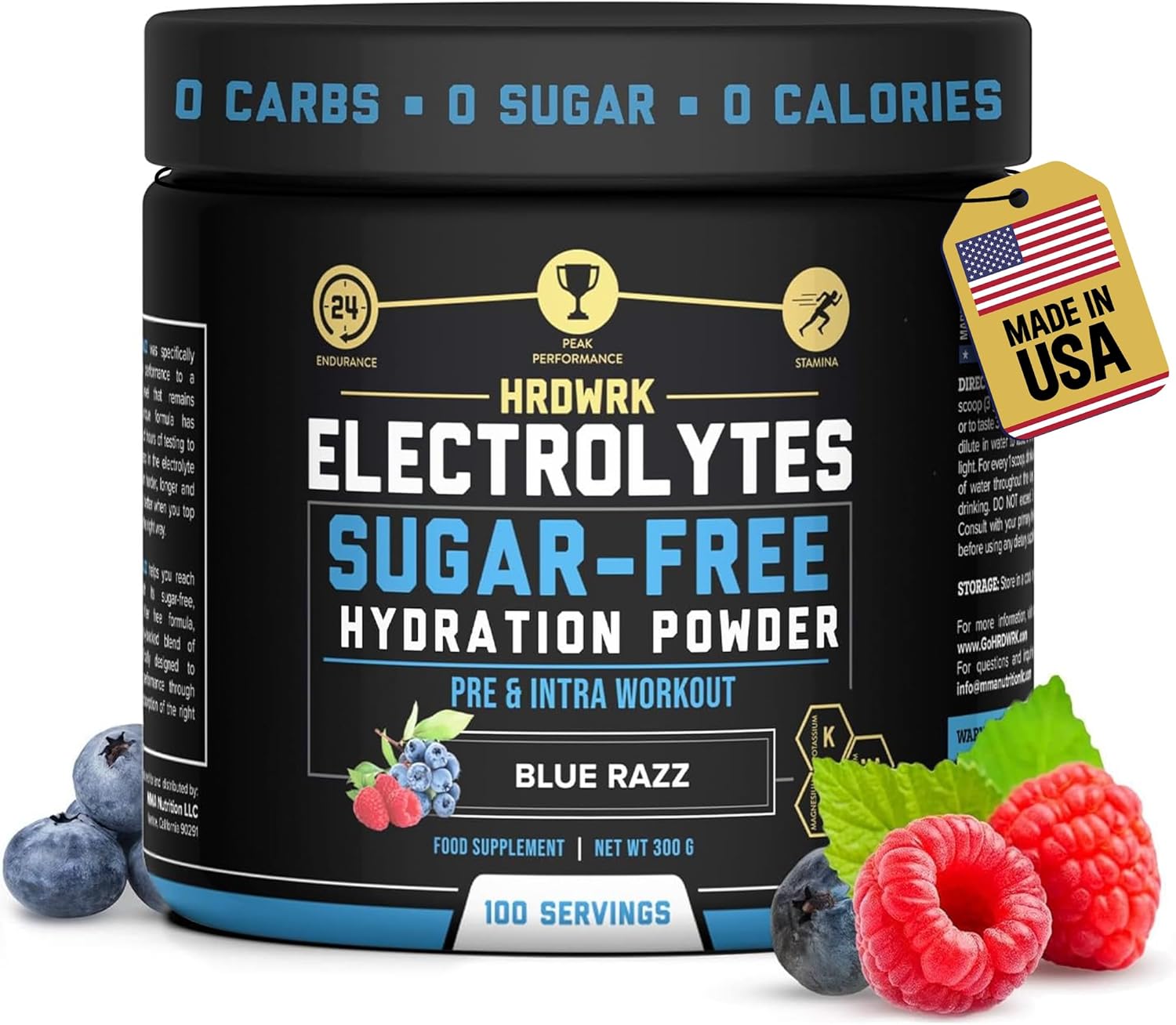 MMA Nutrition HRDWRK Electrolytes Powder with Magnesium, Potassium - Sugar Free Electrolytes Boost Endurance and Reduce Fatigue with This Electrolytes Supplement - Maximum Hydration - Keto Friendly