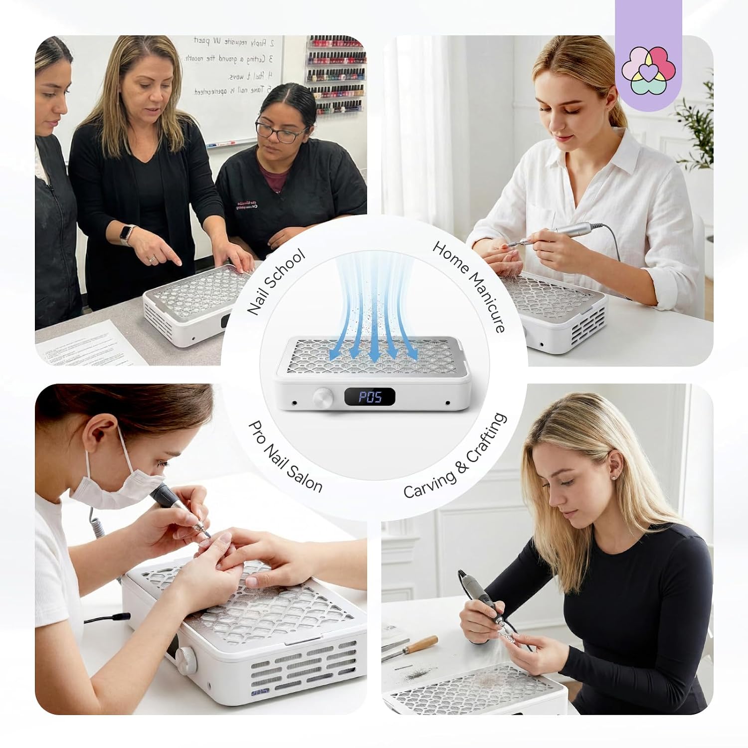 SAVILAND Pro Nail Dust Collector 2026: 1800Pa Dual Turbo Brushless Motor Dust Collector Nail Tech 5 Adjustable Speeds Powerful Collector Vacuum For Acrylic Nail Removal Quiet Salon Nail Desk Must Have