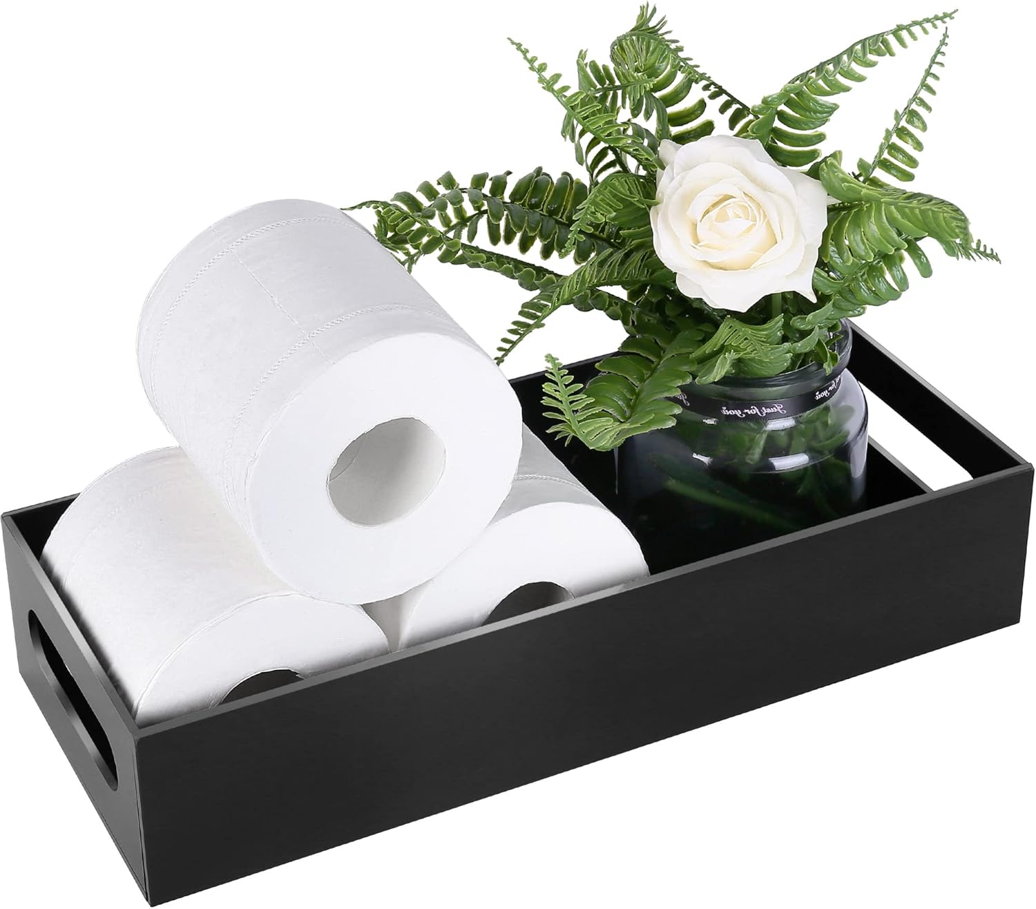 LotFancy Bathroom Decor Box, Acrylic Toilet Paper Storage Basket, Black Toilet Tank