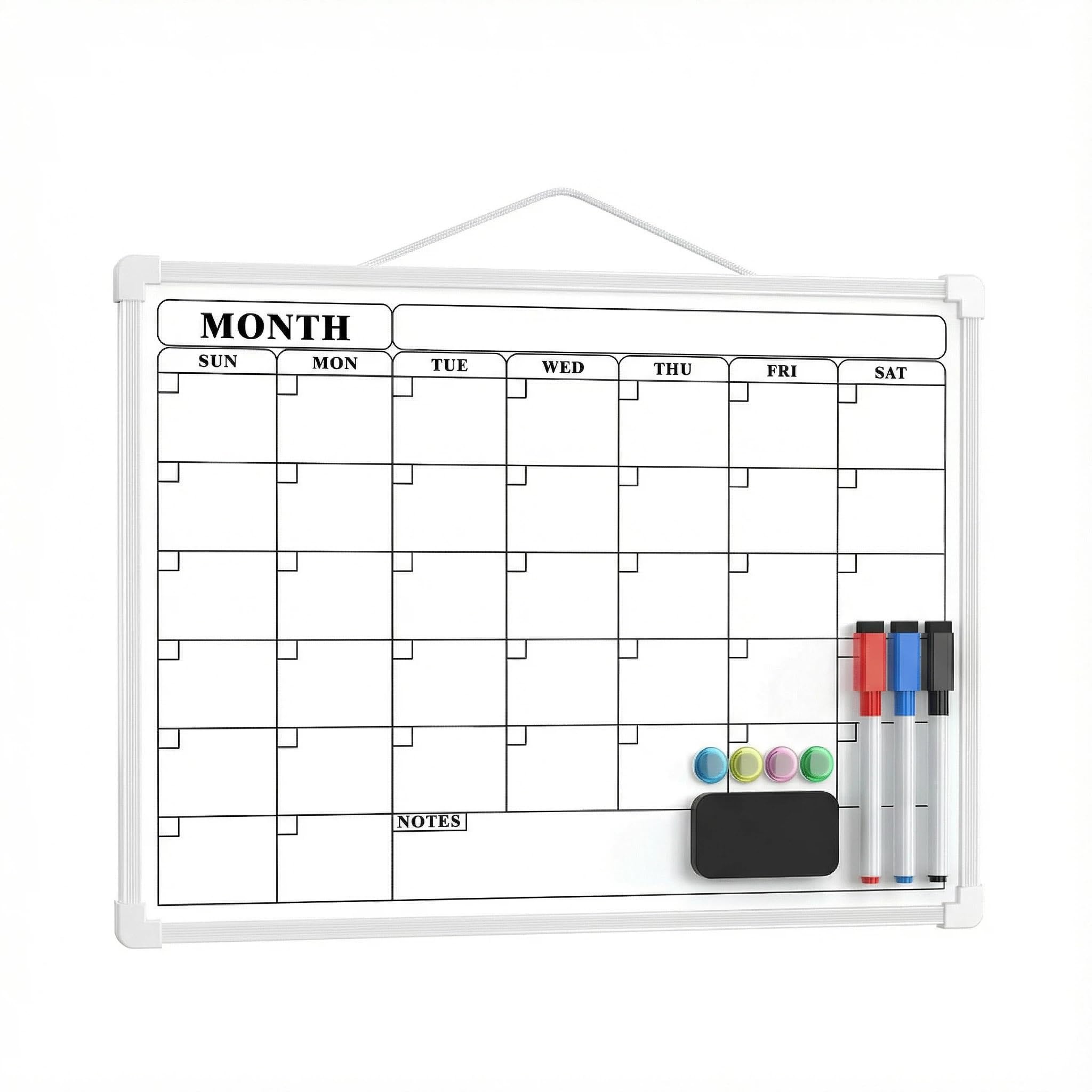 Leallace Monthly Whiteboard Calendar for Wall, 16" x 12" Small Hanging Dry Erase Calendar, Double-Sided White Board for Office, School, Kitchen, Kids Room